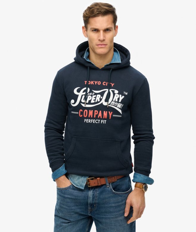 Superdry Perfect Fit Script Hoodie Blauw