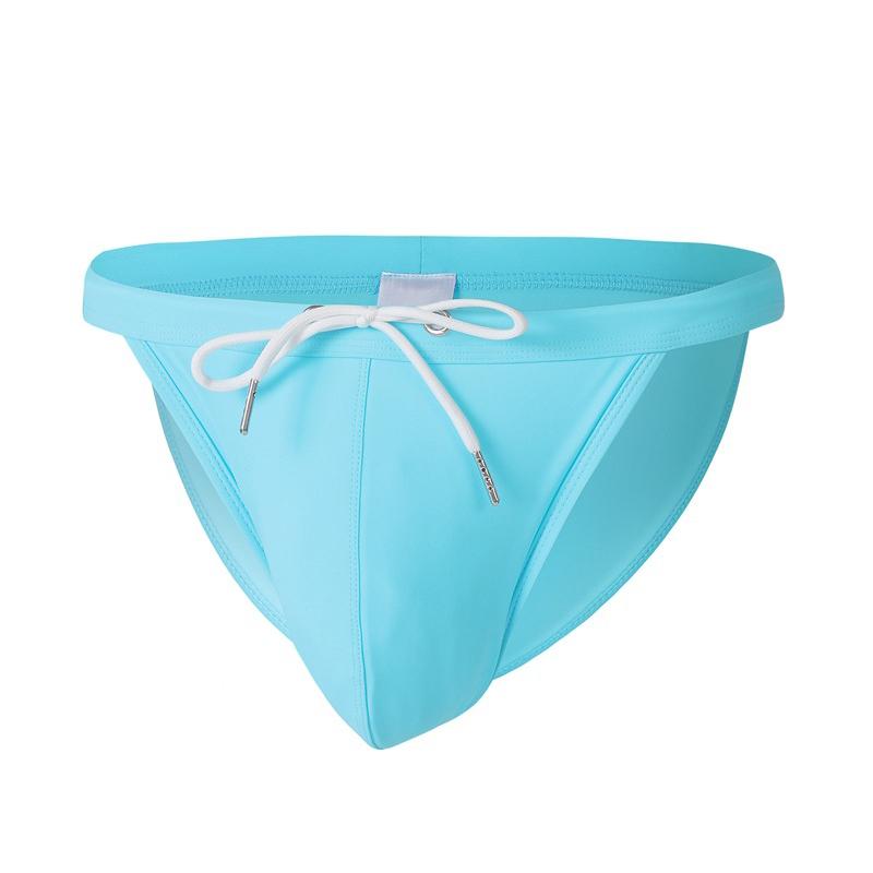 1Traveling Men's Summer Dressing Drawstring Sexy Solid Color Comfortable Fabric Swimming Trunks Beach Swimsuit Triangle Swimsuit M