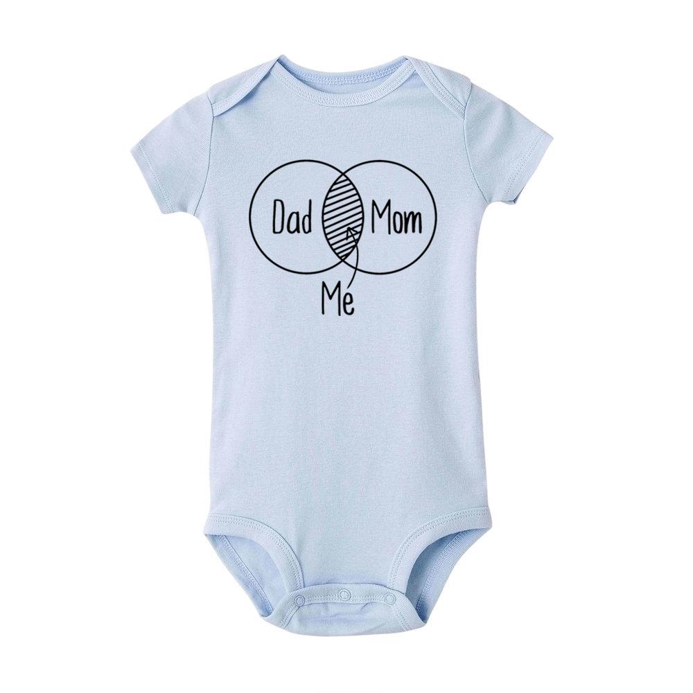 Jiangkao Mama en papa behoren tot mij Print grappige pasgeboren katoenen Romper Jumpsuit Outfit 6M blauw
