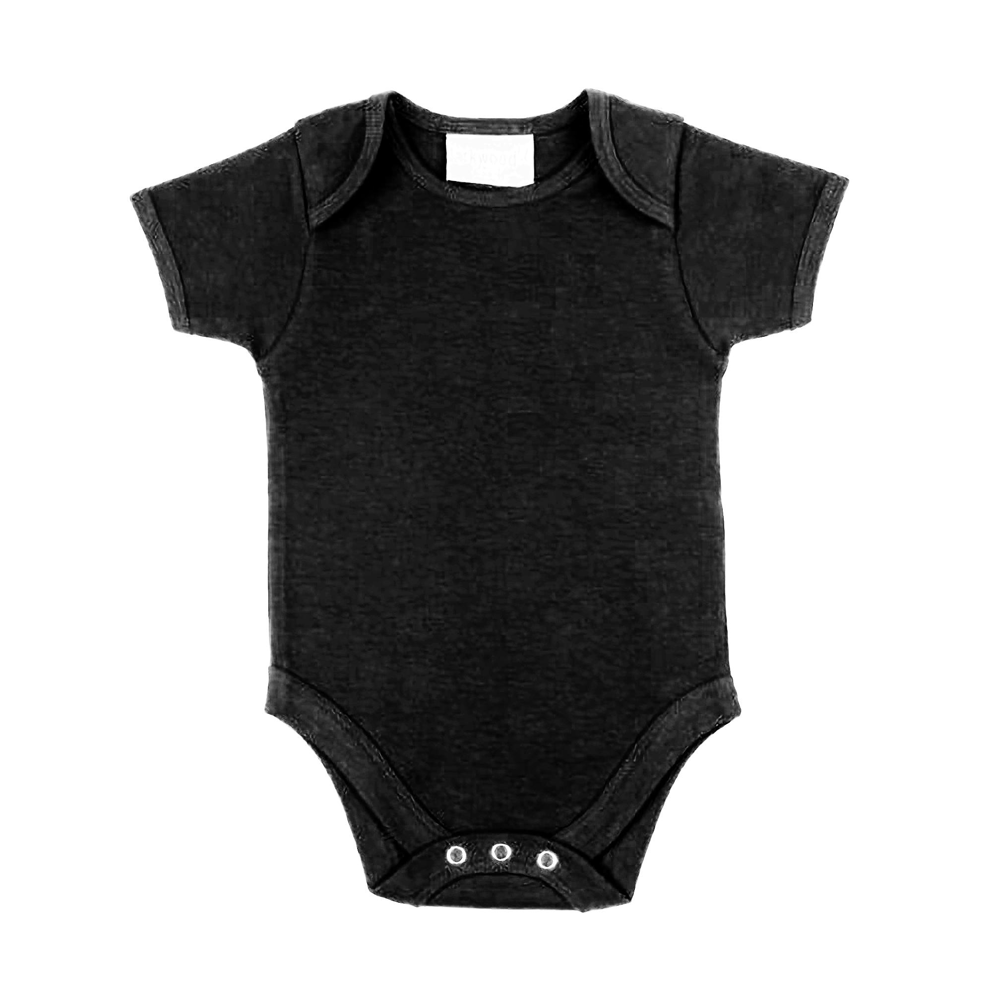 Larkwood baby unisex bodysuit met korte mouwen en envelophalsopening 3 zwart