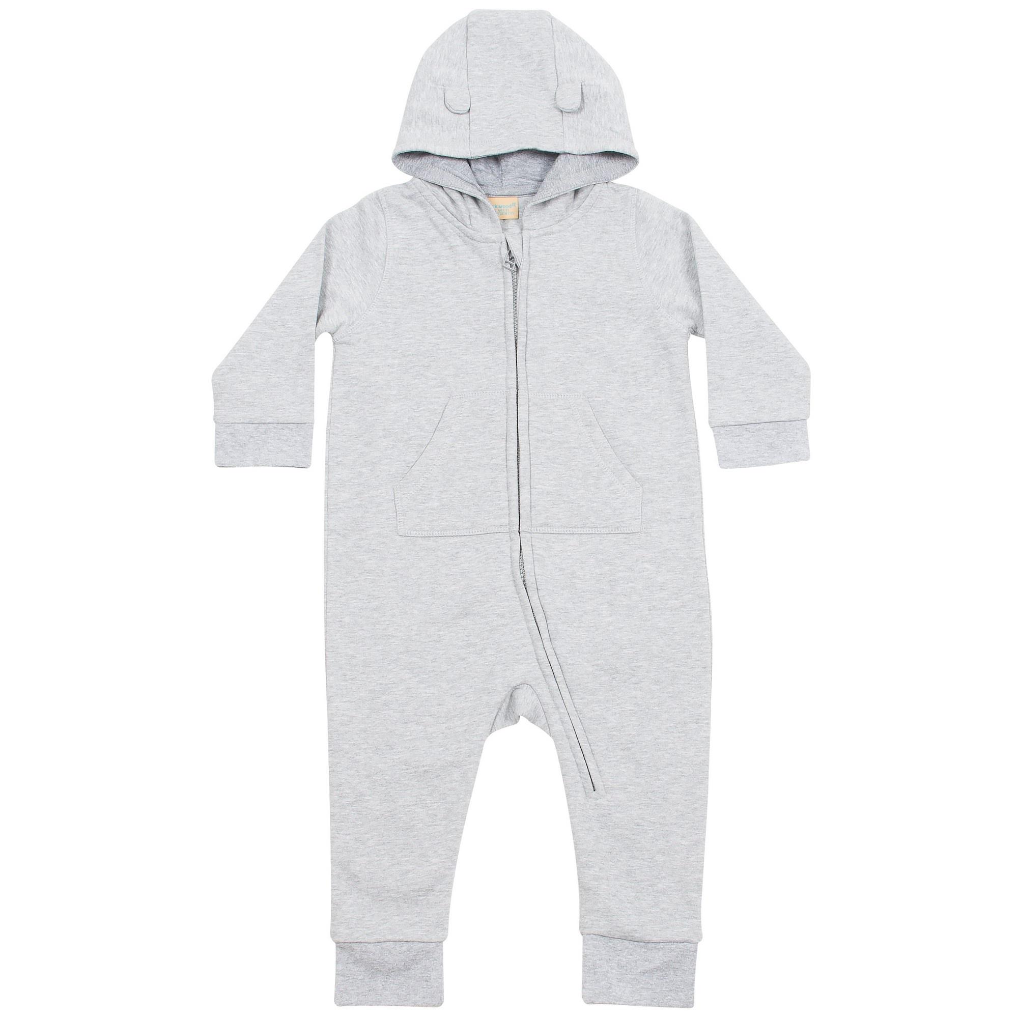 Larkwood baby unisex fleece alles-in-één rompertje 12-18 grijs