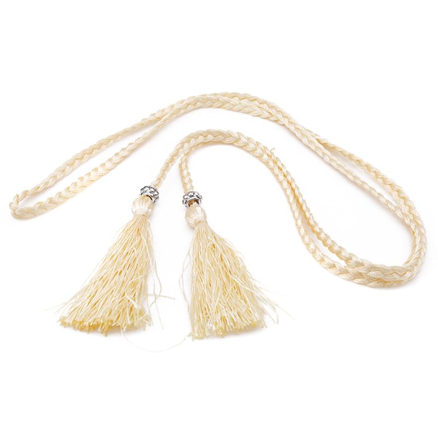 Cleansss Geschenken Kwastje Folk-Custom Kleding en Accessoires Touw 1 PC Versierde Jurkriem Dunne Touwen geel