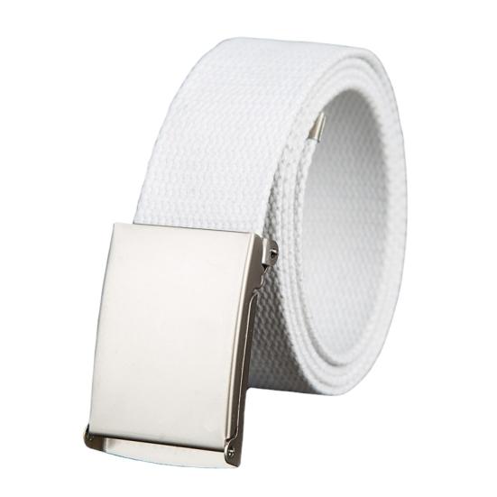 Mieshangle Tailleriem Prachtig cadeau Comfortabel canvas Brede metalen gesp Broekriem Kostuumaccessoire 130cm wit