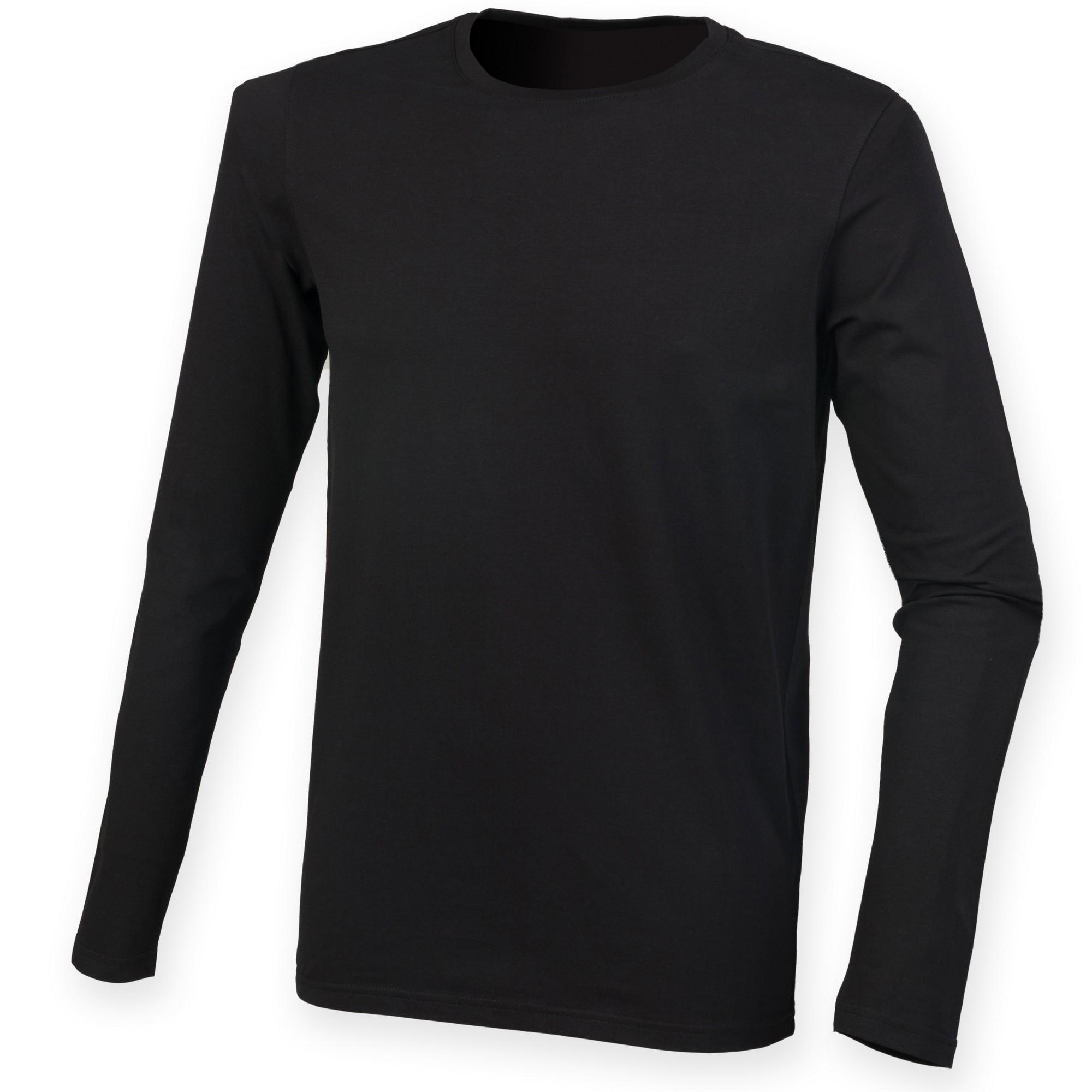 Skinni Fit Skinnifit Heren Feel Good stretch-T-shirt met lange mouwen 2XL zwart