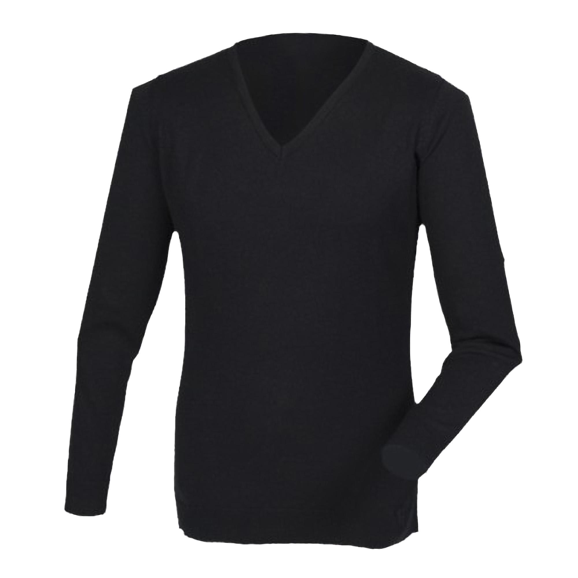 Henbury Heren Cashmere Touch Acryl V-hals trui / gebreide kleding L zwart