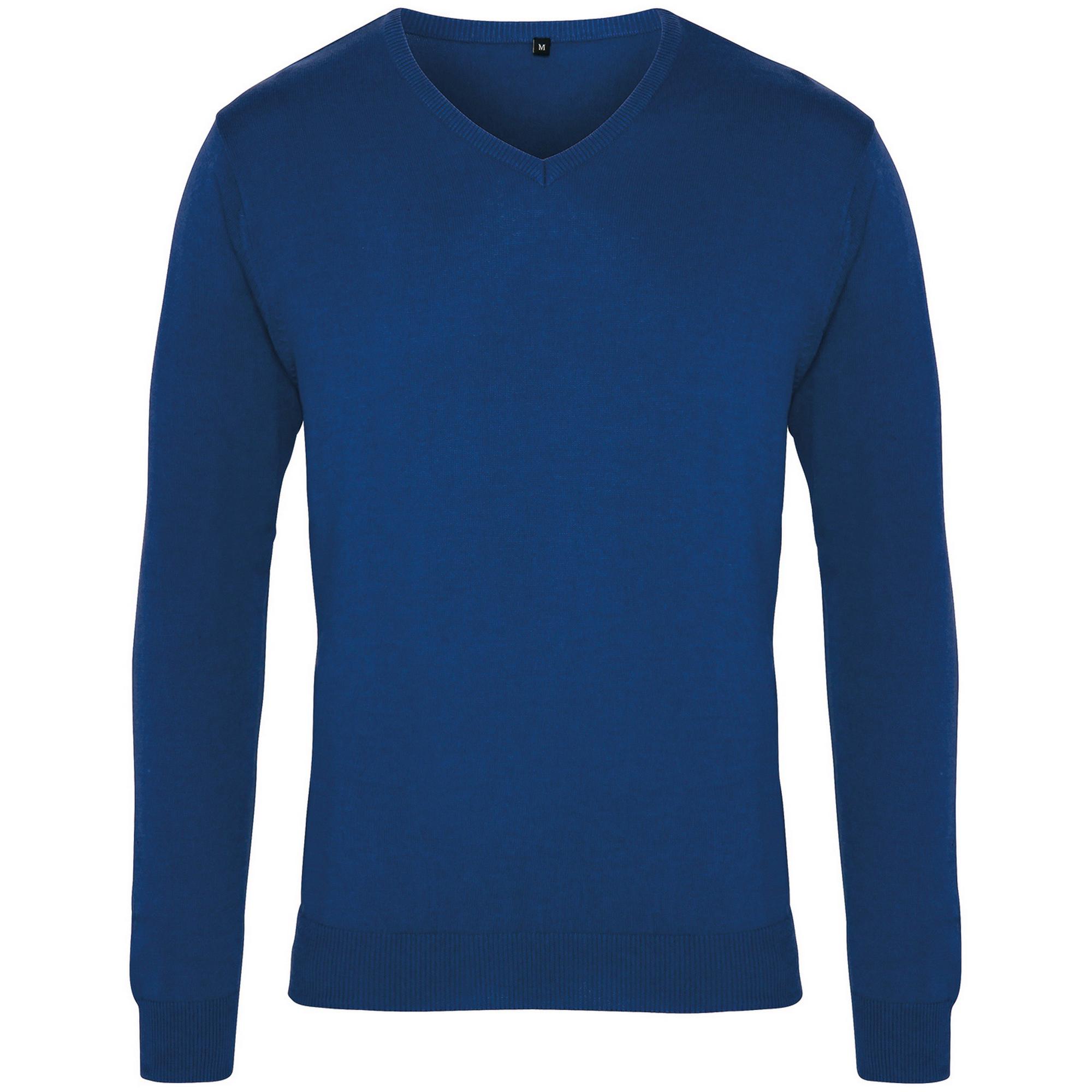 Premier heren trui met V-hals 2XS koningsblauwe kleur