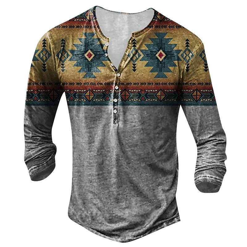 Haojun Vroeg herfst dun designer heren-T-shirt, oversized heren retro bedrukt casual T-shirt met lange mouwen. 2XL
