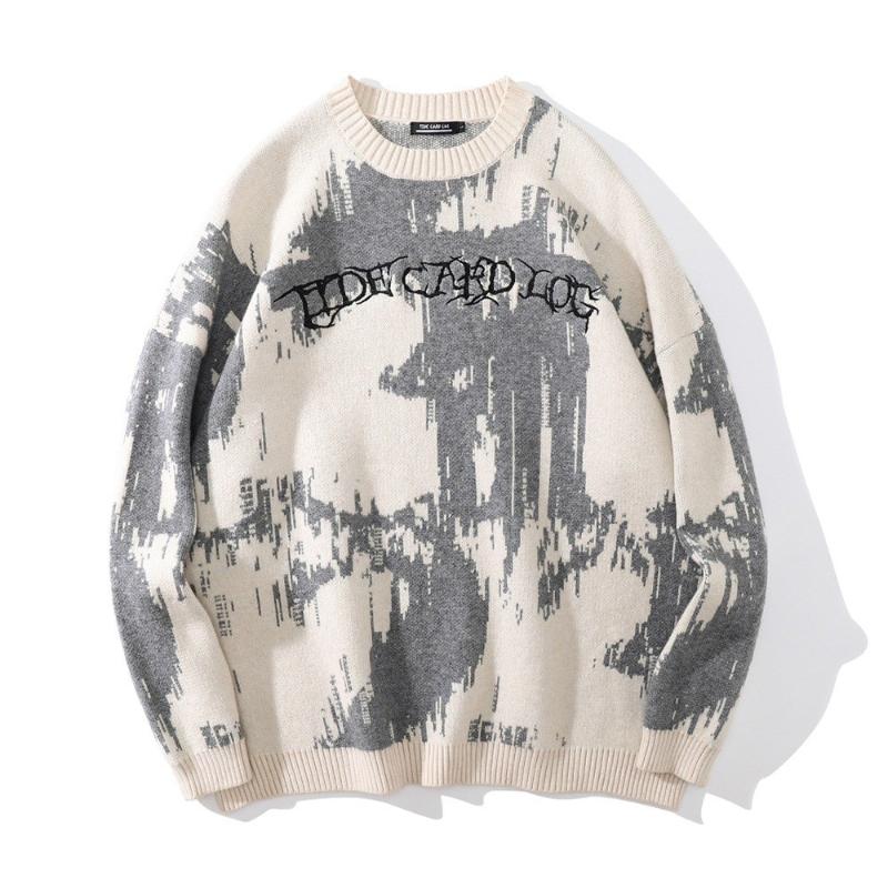 HipHop Fashion Heren hiphop straatkleding gebreide unisex Y2k Gothic letterpatroon trui winter losse Harajuku trui M wit