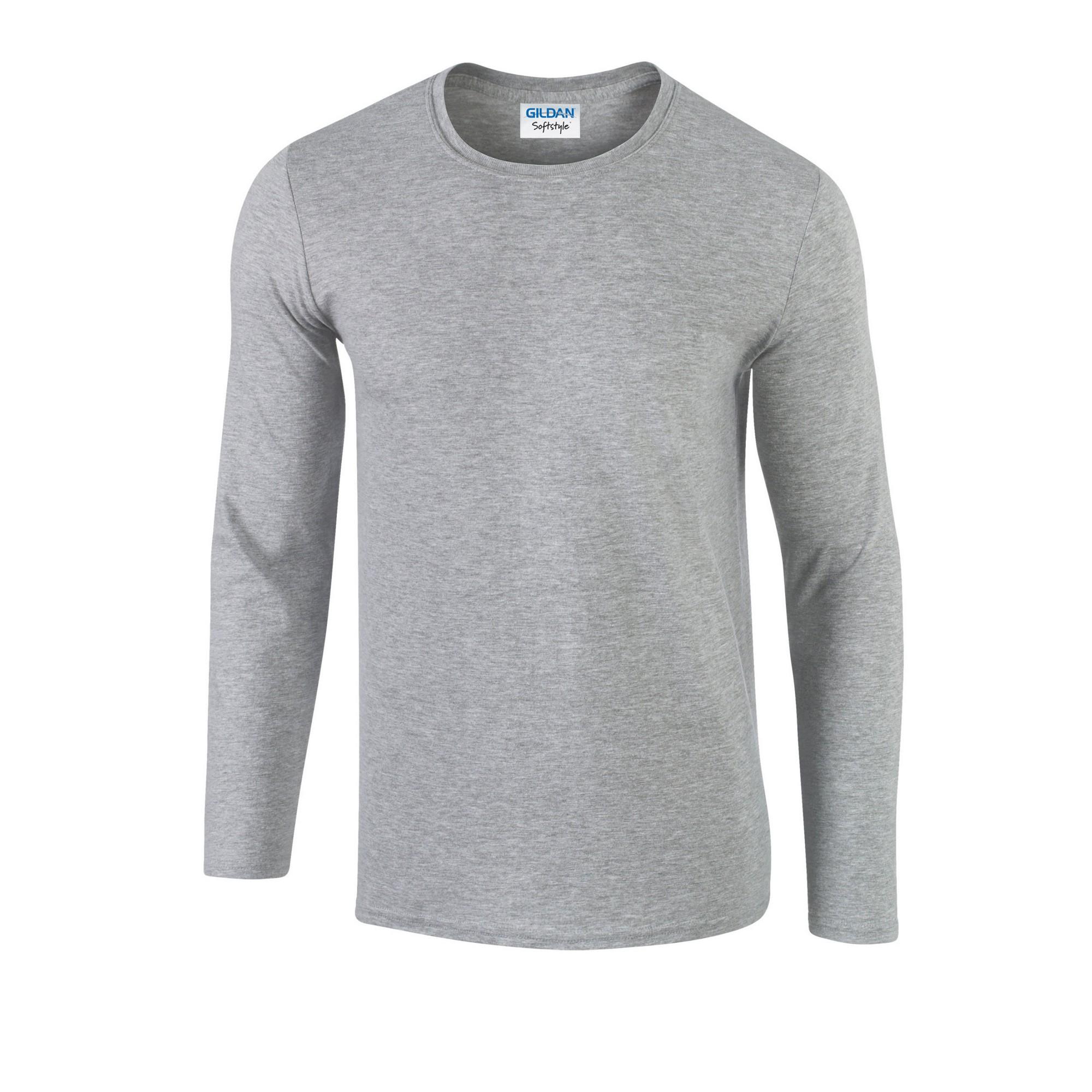 Gildan Unisex Softstyle polykatoen T-shirt met lange mouwen voor volwassenen S grijs