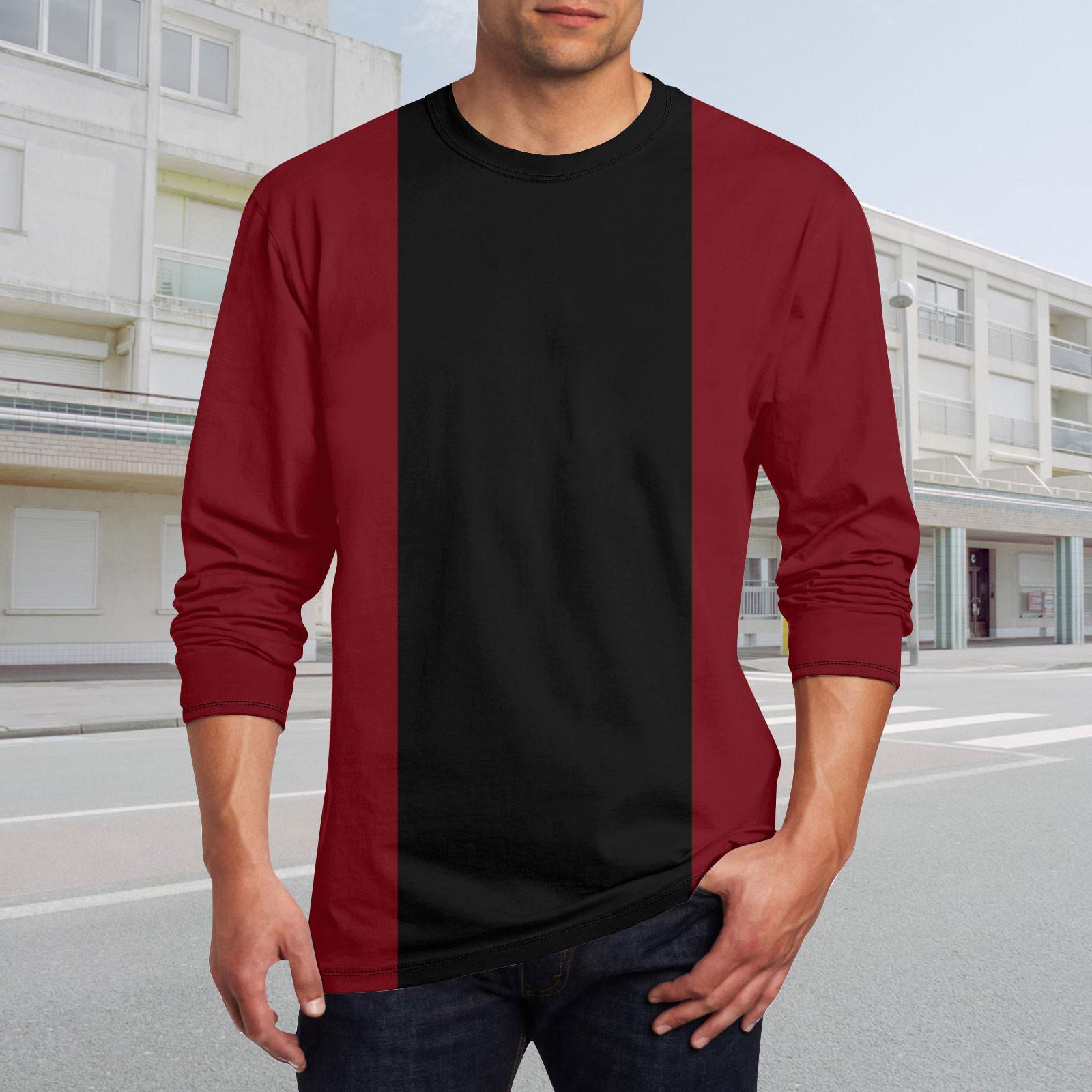 Ximalaya Heren T-shirt O-hals Kleding Kleding Buiten Lange Mouw Print Modeontwerper Vintage XXXL zwart