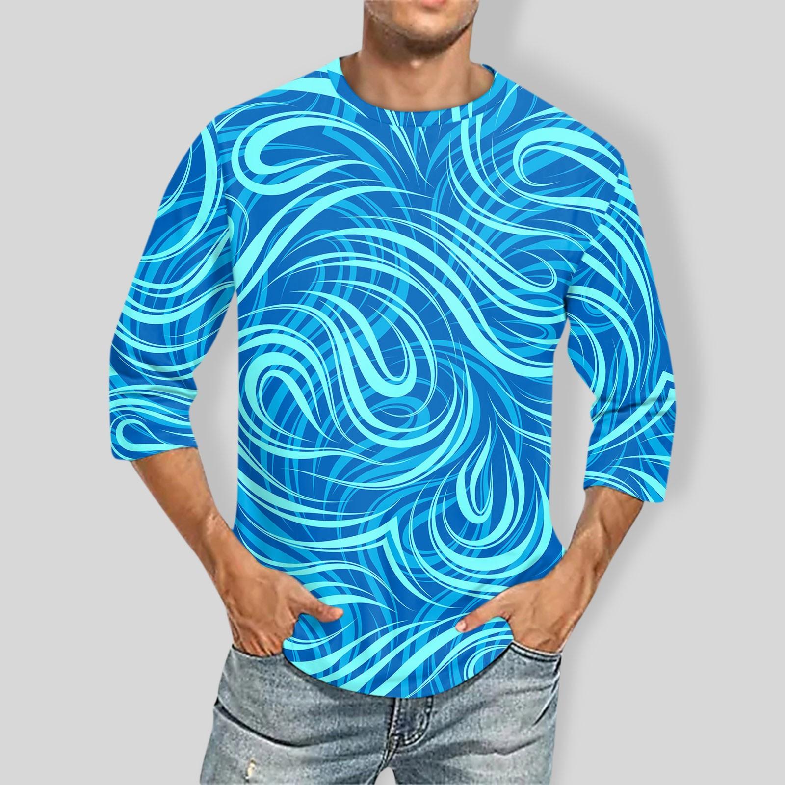 Dangerous Heren Ronde Hals Driekwart Mouw Top Casual Mode T-shirt XL hemelsblauwe kleur
