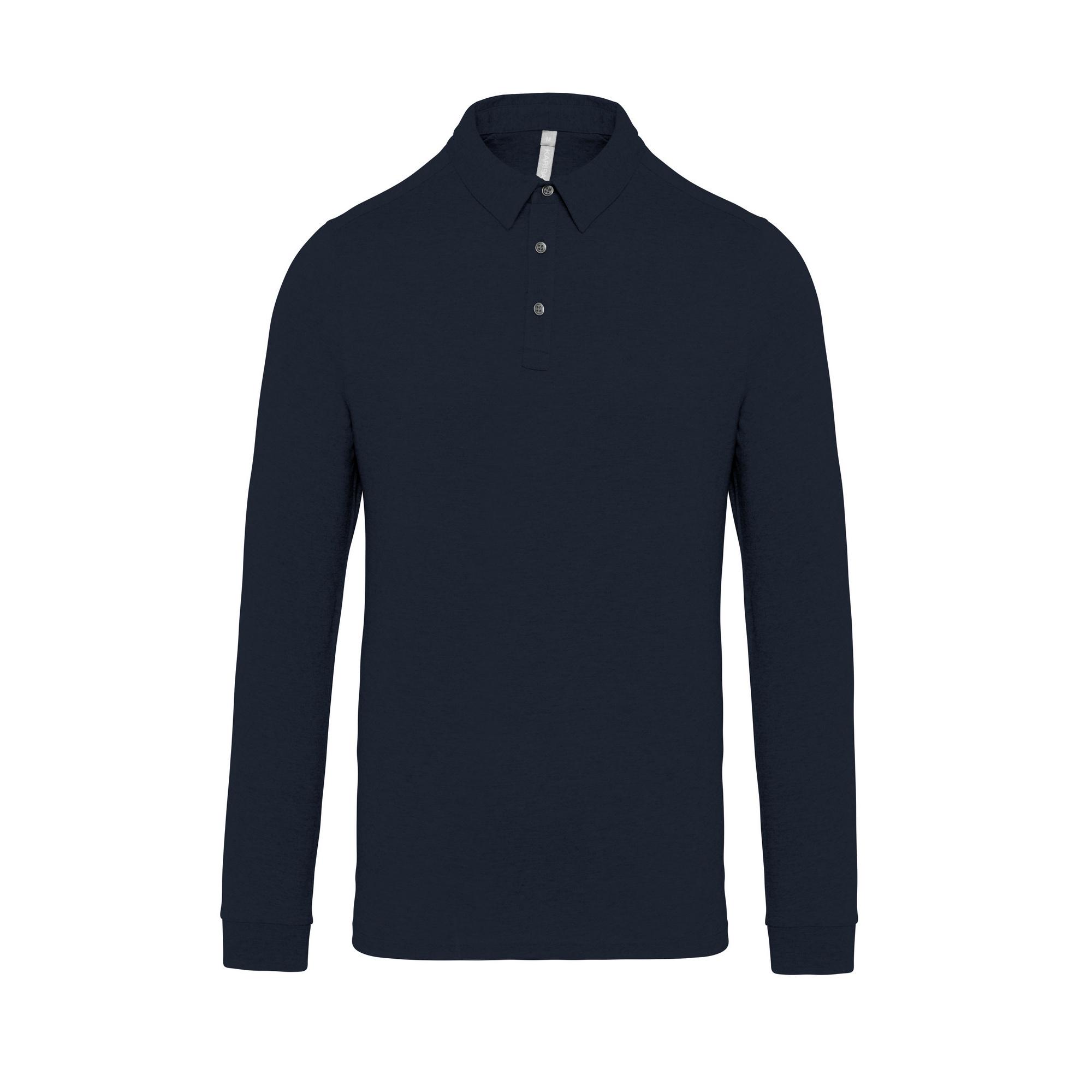 Kariban heren jersey gebreid poloshirt met lange mouwen 3XL Vloot