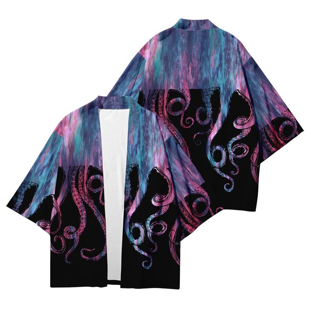 DSorothy Octopus Print Losse Japanse Streetwear Cardigan Vrouwen Mannen Harajuku Haori Kimono Cosplay Top Shirts XXL