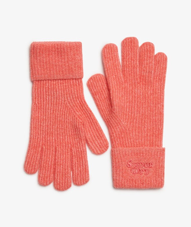 Superdry Zachte Ribgebreide Handschoenen Roze