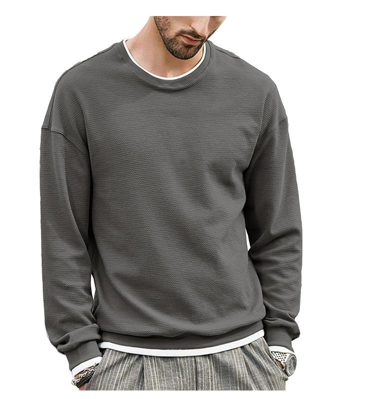 GRK Herfst- en wintertrui voor heren, effen kleur, T-shirt met ronde hals, herenonderlaag XXL grijs