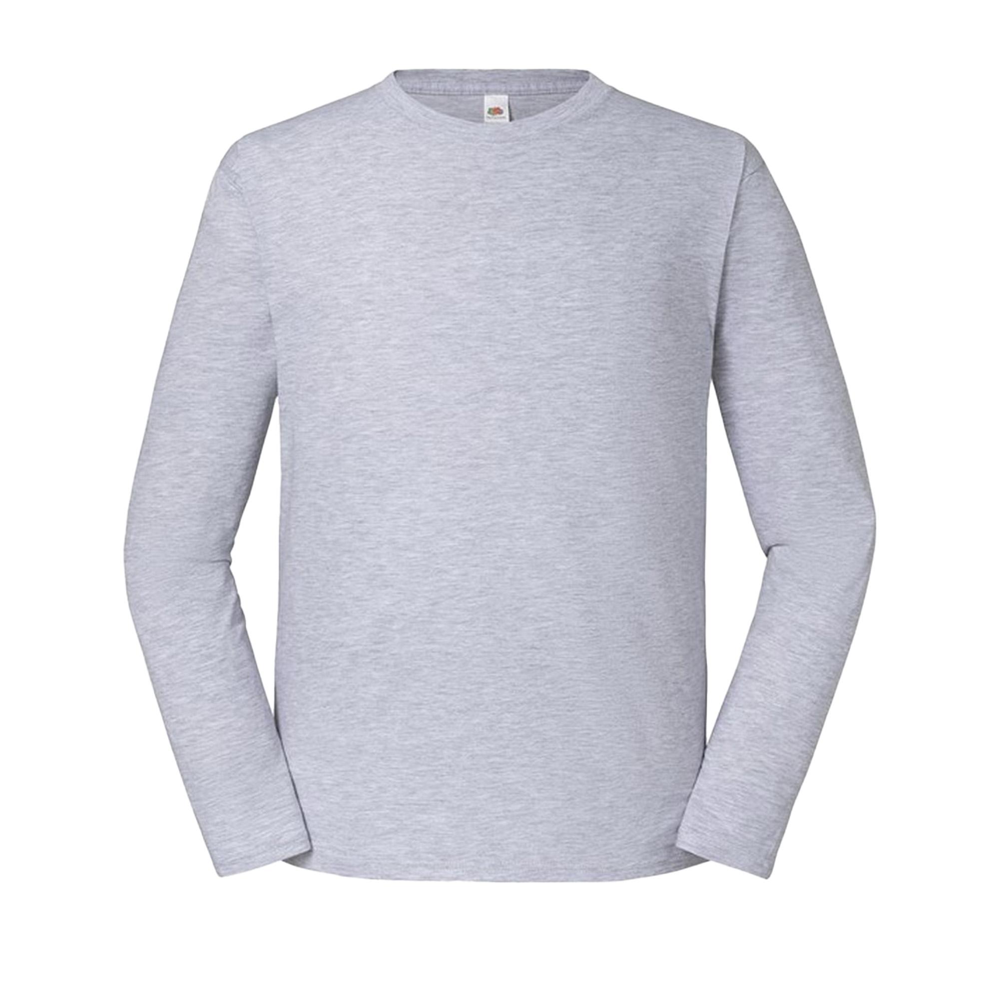Fruit Of The Loom Heren iconisch 195 premium ringgesponnen katoenen T-shirt met lange mouwen M grijs