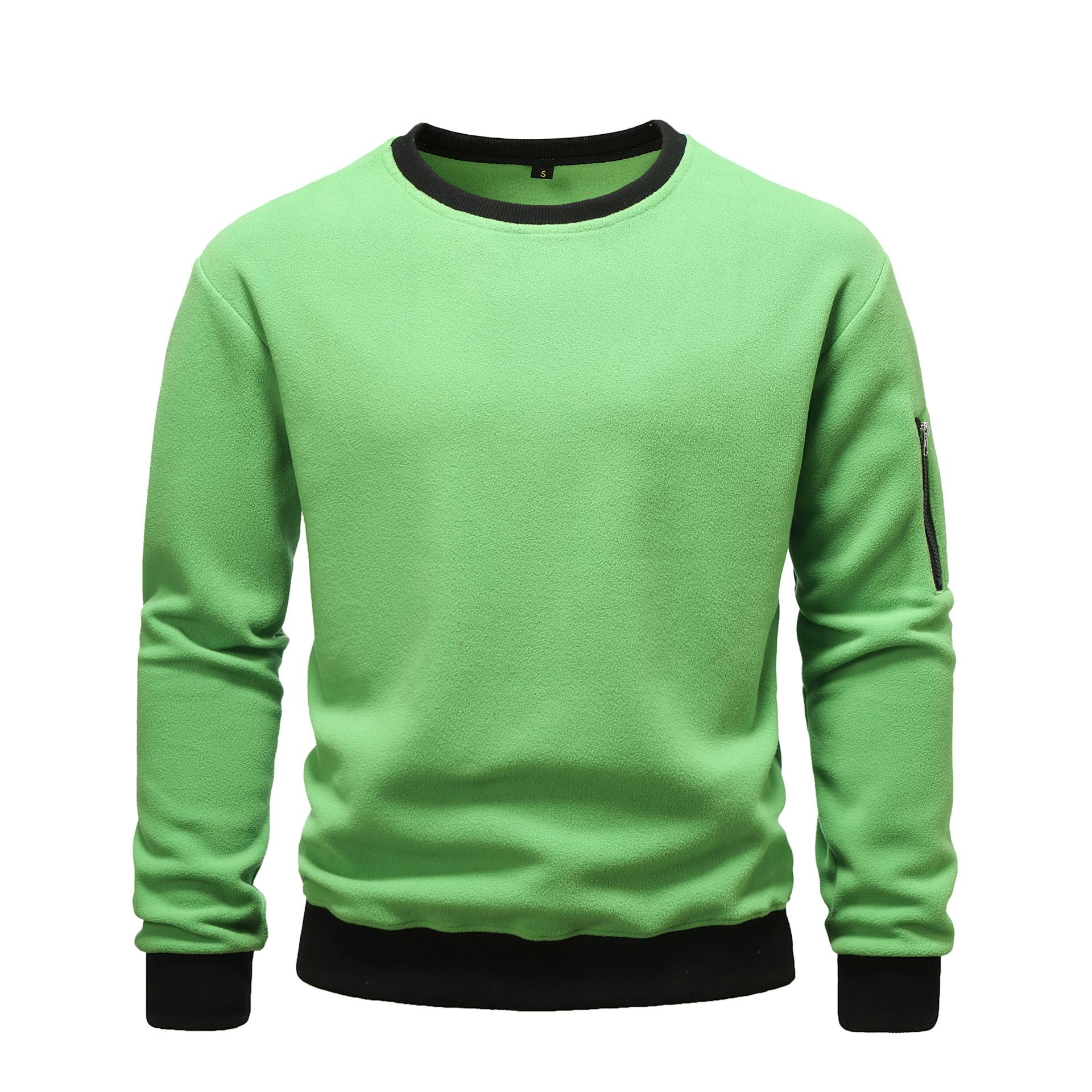 FEGKZLI Fashion 2024 Heren Fleece Winter Warm Stand Ronde Kraag Rits Jassen Buitensport Jassen Pullover Heren Casual Buitenkleding 2XL fluorescerende groene kleur