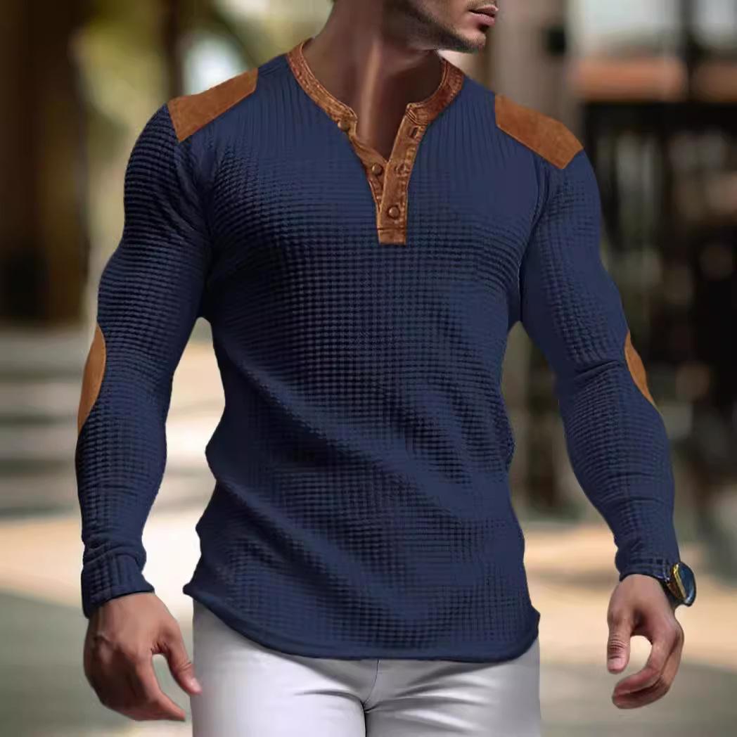 Yoghurt 3D Ademend Heren Casual Sweatshirt Herfst V-hals Top met Knoop Mode Heren T-shirt 3XL