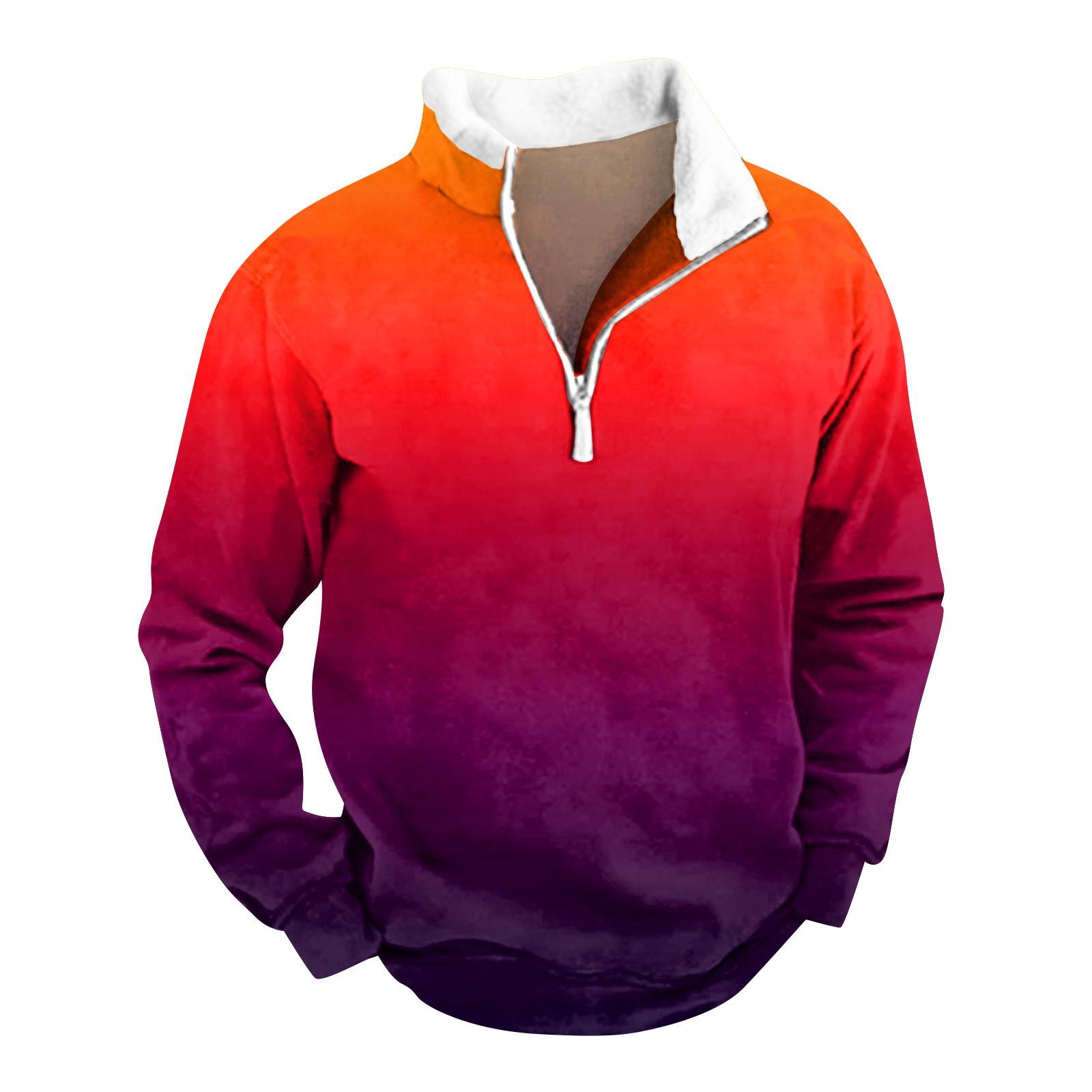Wahaha123 Heren T-shirt Shirt Lange Mouw Feest Kerstmis Fleece Kraag V-hals Top XXXXXL rood