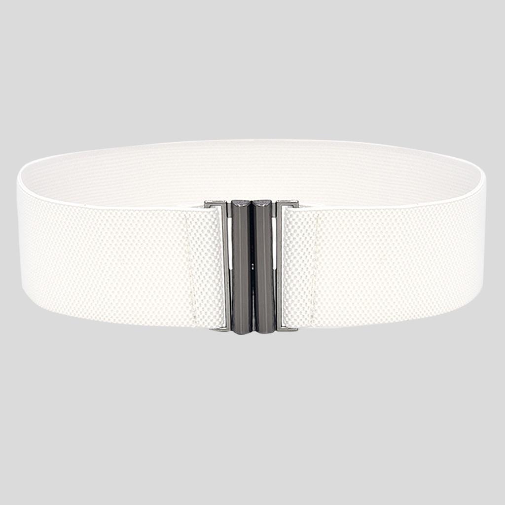 Long nose Mode Dame Brede Riemen Vrouwen Brede Elastische Riem Gesp Taille Jurk Stretch wit