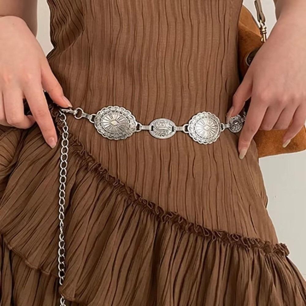 LYguoduan with Skirt Belt Chain Belt Metal Chain Bohemian Belt Retro Waist Chain  Women zilver