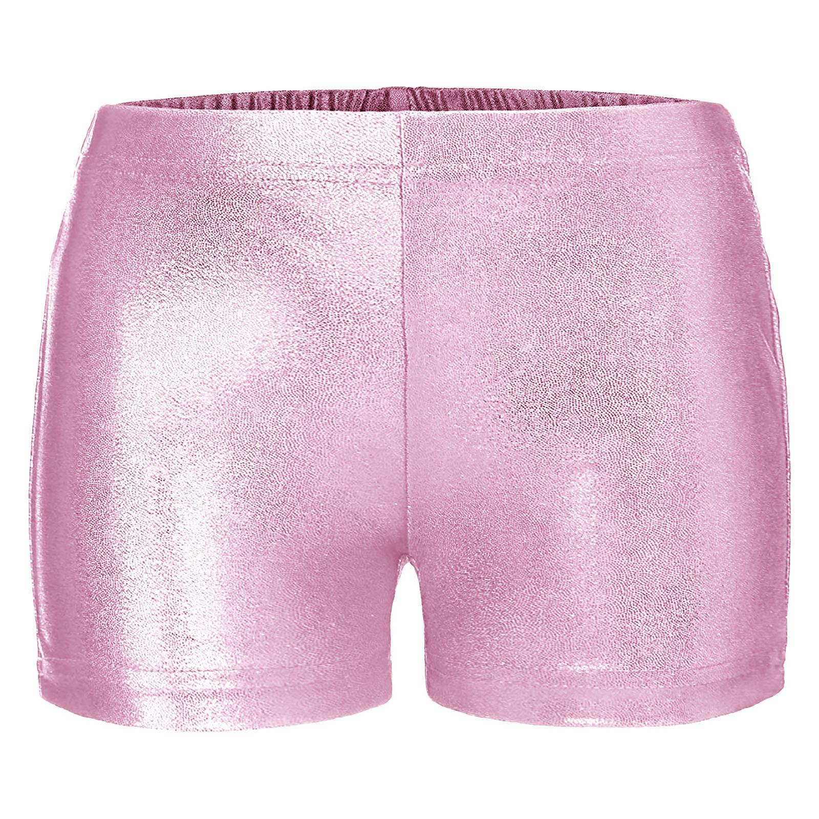 Aislor Kinderen meisjes Sparkle metallic boxershorts elastische taille atletische yogashorts buitbodems ondergoed 5-6 Years roze