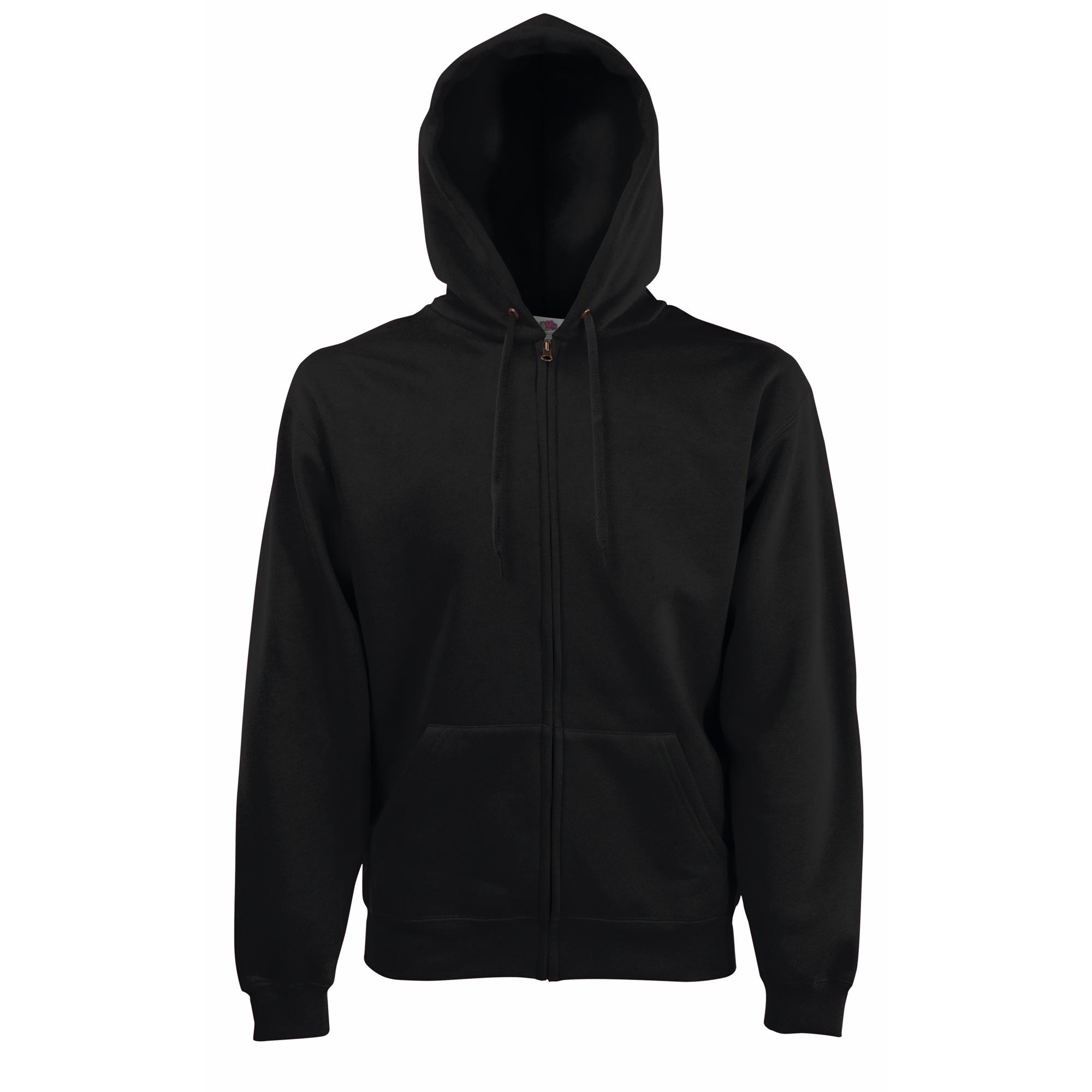 Fruit Of The Loom Heren Premium 70/30 Sweatshirt / Hoodie met capuchon en ritssluiting S zwart