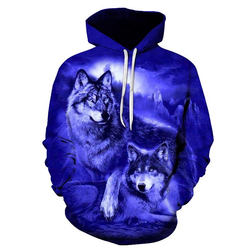 Xiao Xiang Lente Herfst Mode Heren Hoodies 3D Wolf Print Losse Sweatshirt Voor Mannen Streetwear Hoody Grappig Casual Merk Trui Trainingspak XL