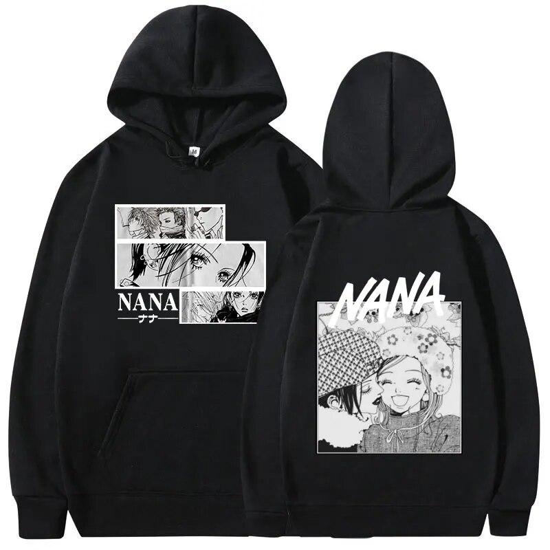 TENJINGE Trendy Anime Nana Osaki Zwarte Stenen Hoodies Herenmode Casual Lange Mouw Truien Harajuku Oversized Sweatshirts Streetwear Y2k XL