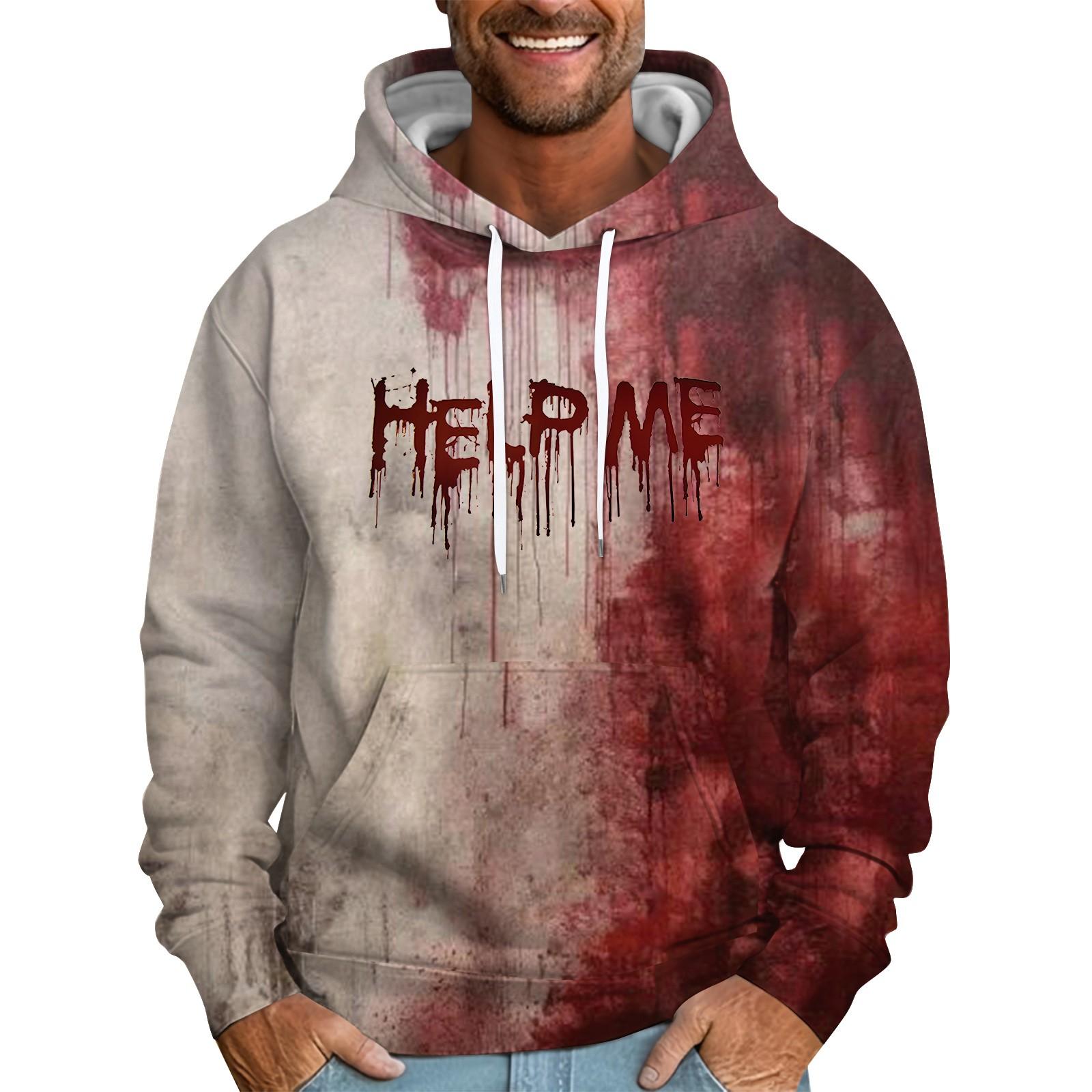 Sinking fish Los bedrukt sweatshirt met capuchon voor heren Casual mode-sportsweatshirt voor heren XL watermeloen rode kleur