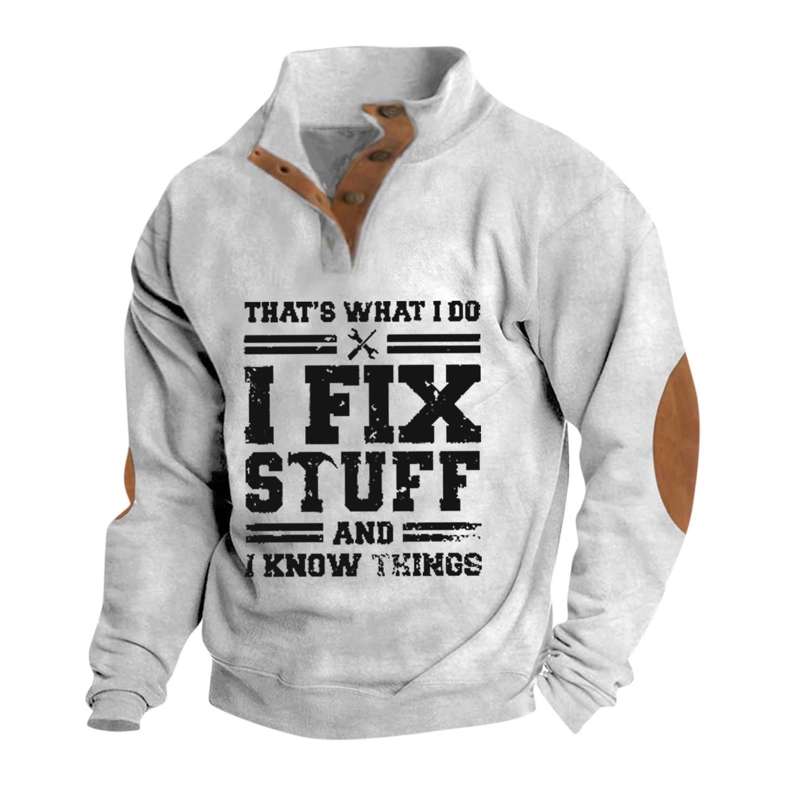 Ren Fashion Lente en herfst herensweatshirt met staande kraag is outdoor casual truien tops XL wit