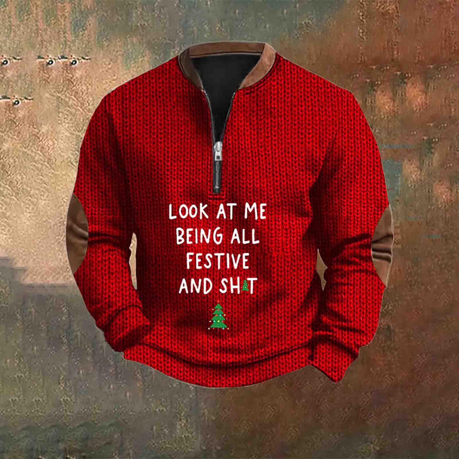 Ren Fashion Heren Retro Casual Gradient Bedrukt Sweatshirt XL rood
