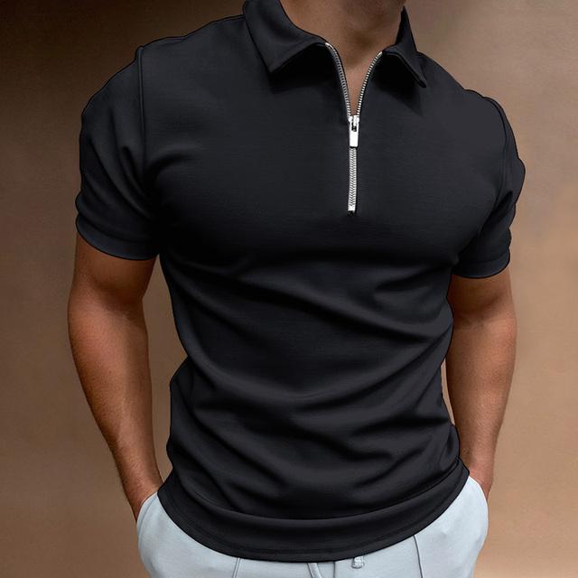 Xin nan zhuang Grote maat polo heren effen kleur korte mouw turn-down kraag rits poloshirt mannen casual streetwear zomer mannelijke tops s-6xl XL