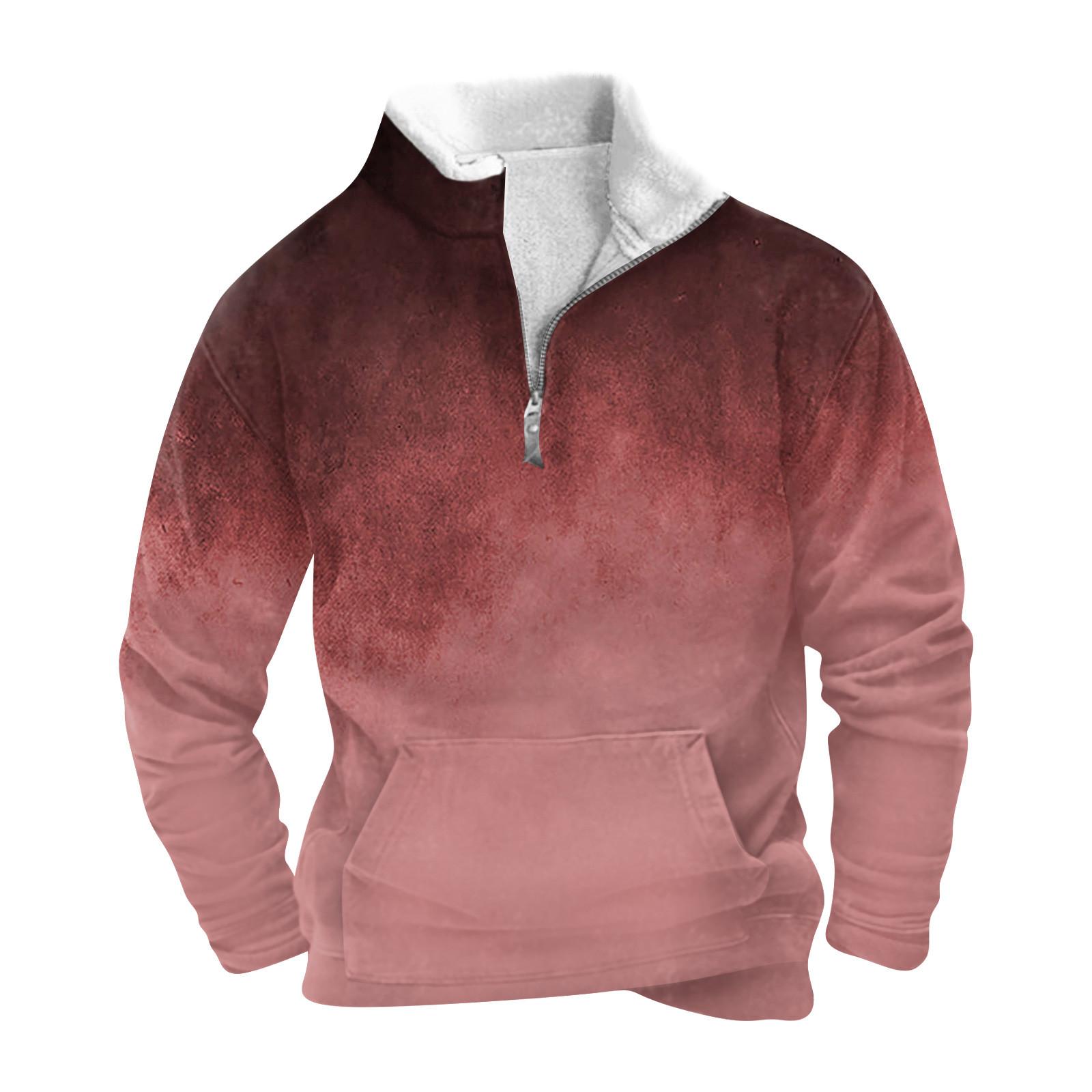 Sinking fish Lente en herfst herensweatshirt met staande kraag is outdoor casual truien tops XL wijn