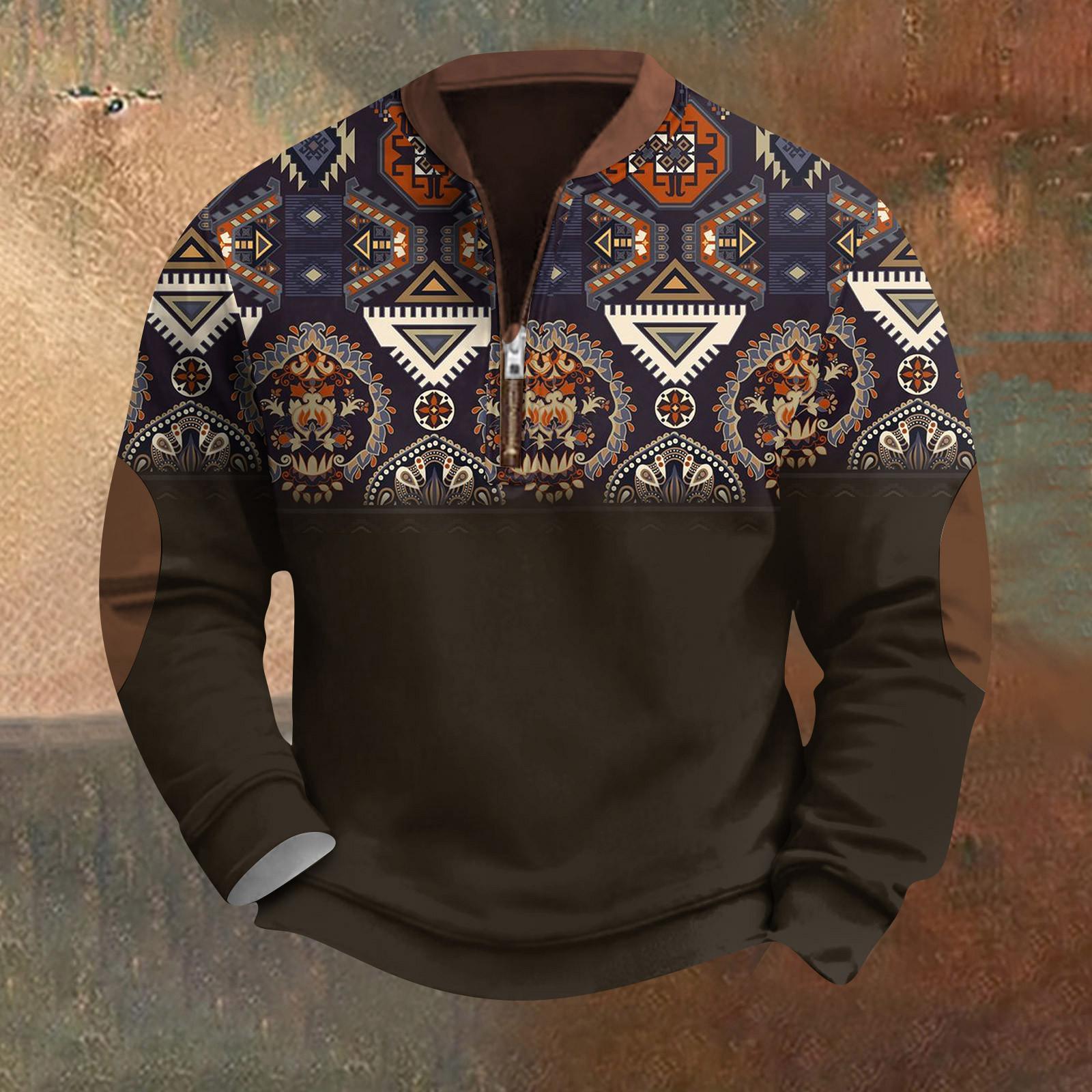Sinking fish Heren Retro Casual Gradient Bedrukt Sweatshirt XL Vloot