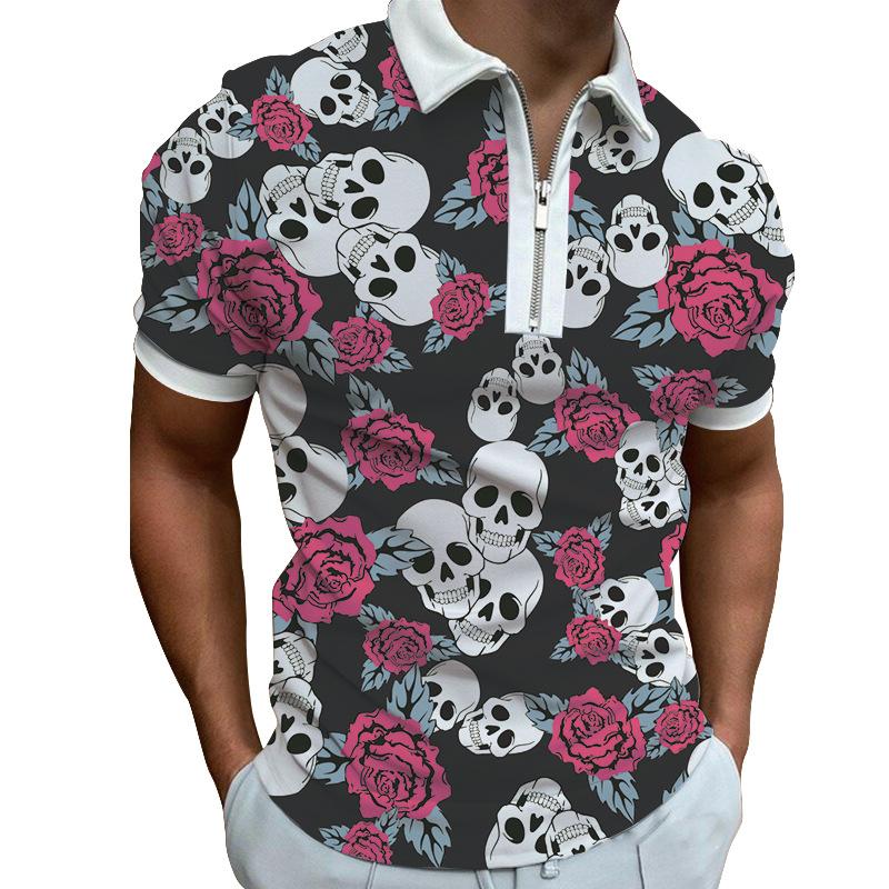 MAO MAO DIAN Nieuw heren bedrukt rits POLO-shirt ademend los T-shirt met korte mouwen herentop XXXL