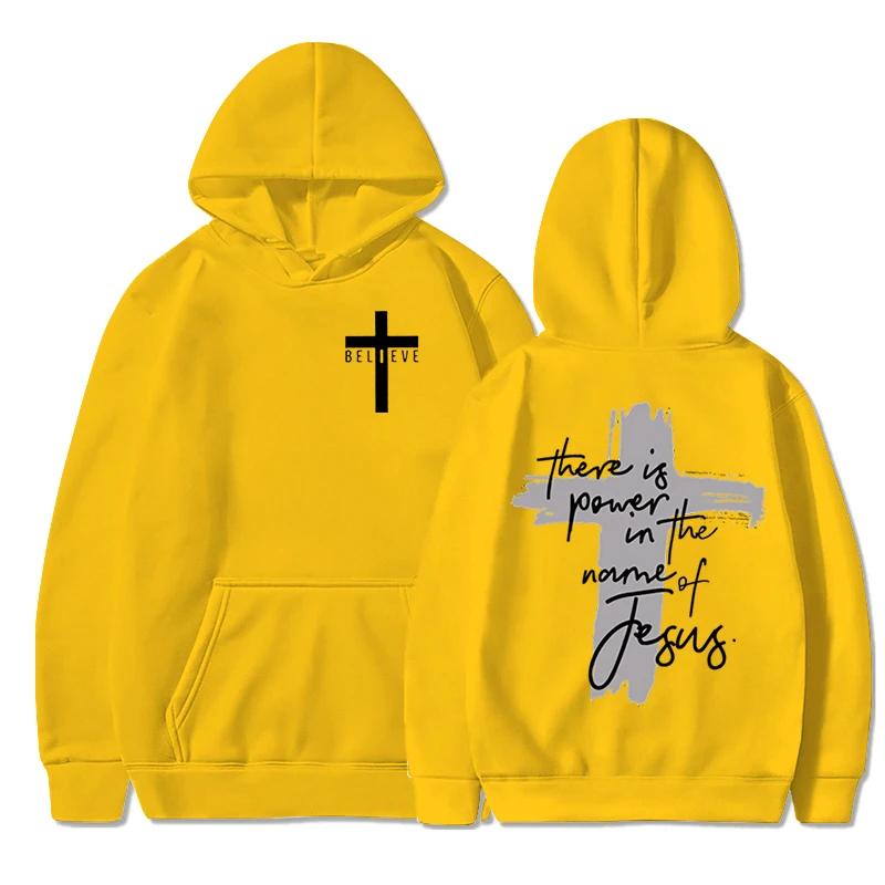 WowClassic Heren Christelijk Geloof Essentiële Hoodies Er Kracht De Naam van Jezus Grafische Hoodie Kruis Geloof Sweatshirts Hoodies & Sweatshirts Heren S
