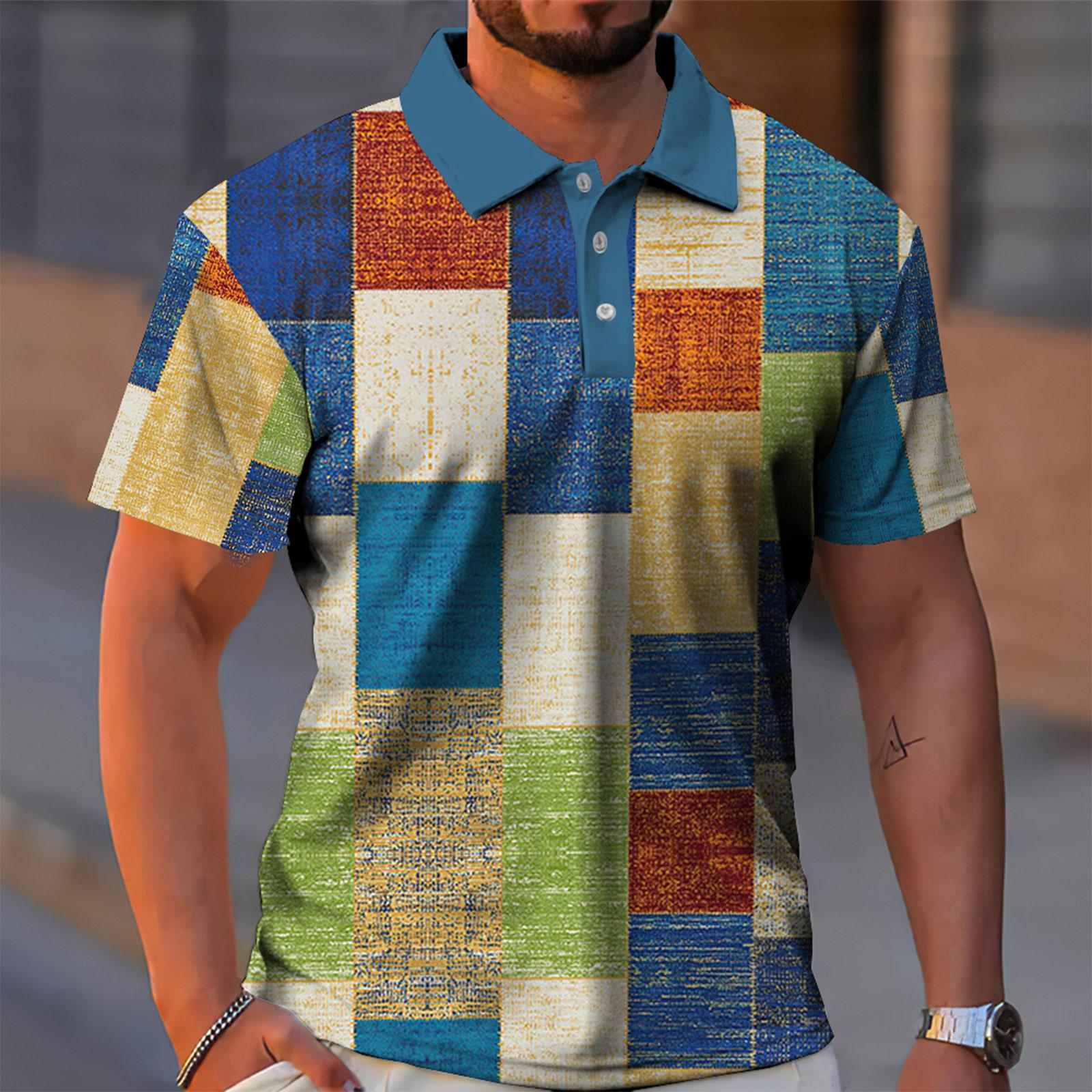 Long nose Golfshirt voor heren Casual Sport V-hals Geribbelde kraag Korte mouw Mode Casual Effen Kleur Effen Lente en zomer Normale pasvorm M