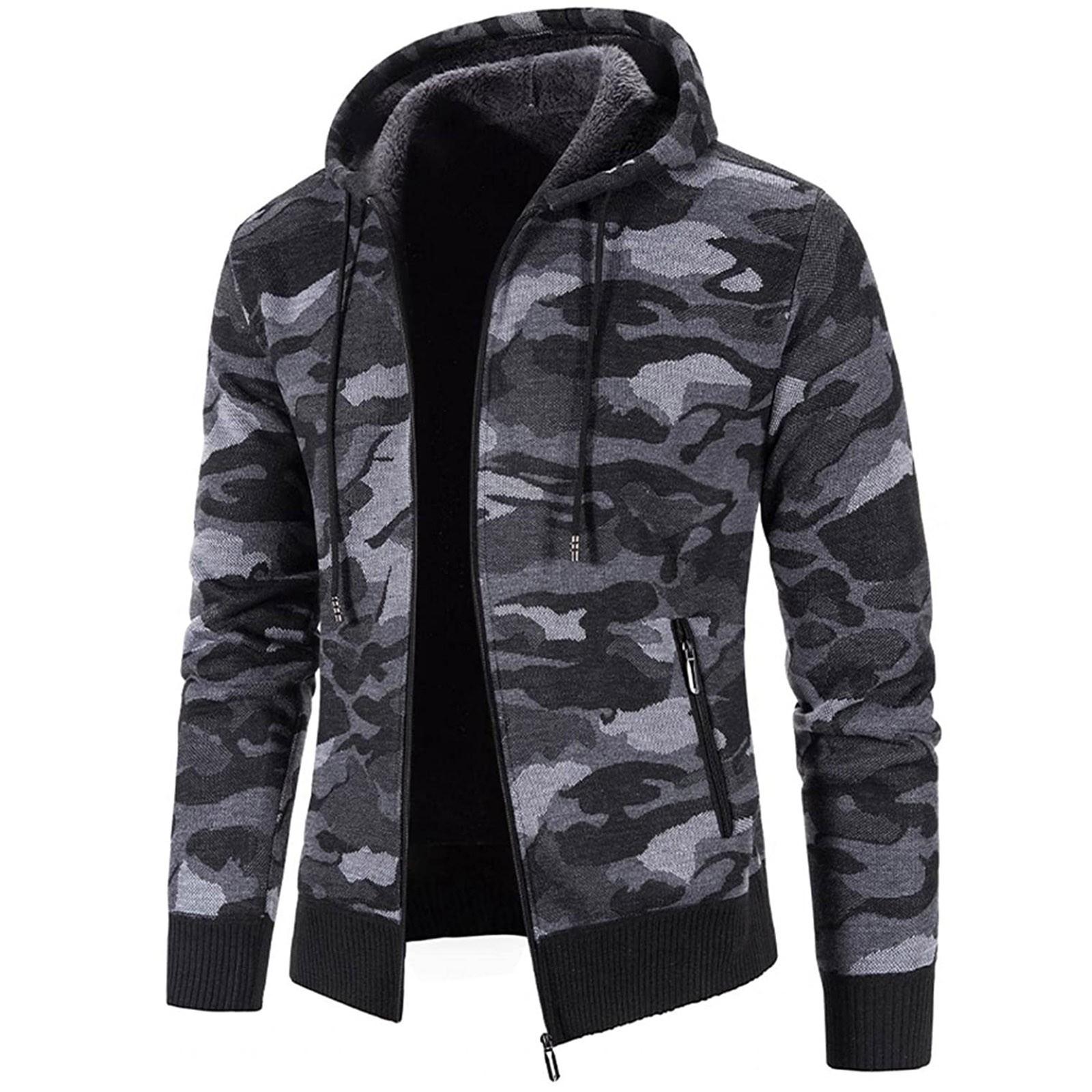 Long nose Herenmode Vrijetijdskleding Lange Mouw Warme Camouflage Bedrukte Capuchon Jas Top XL