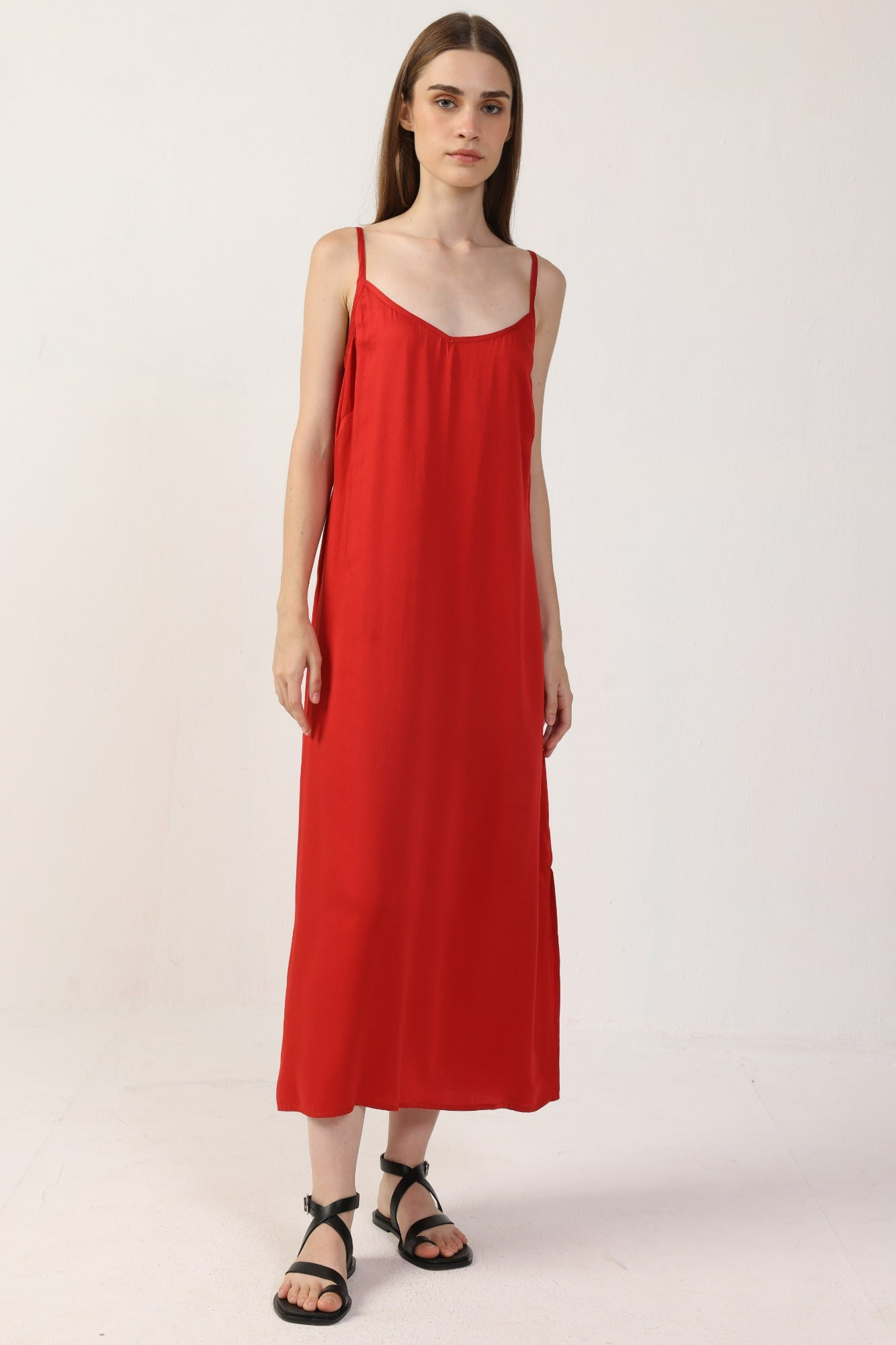 Neu Nomads Damen vegan Kleid Gitta Slip Rot