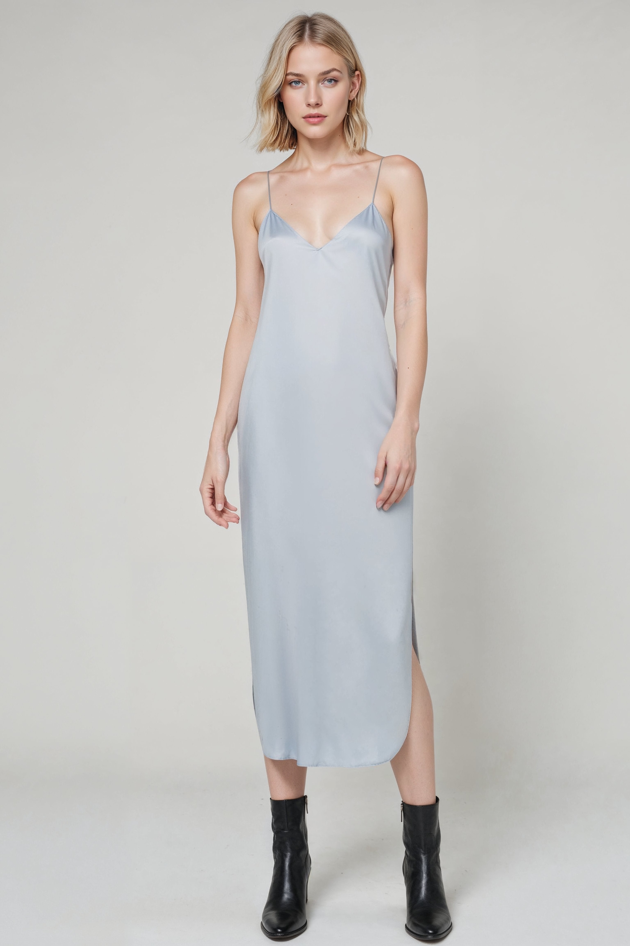 Neu Nomads Damen vegan Kleid Slip Gitta Eisblau