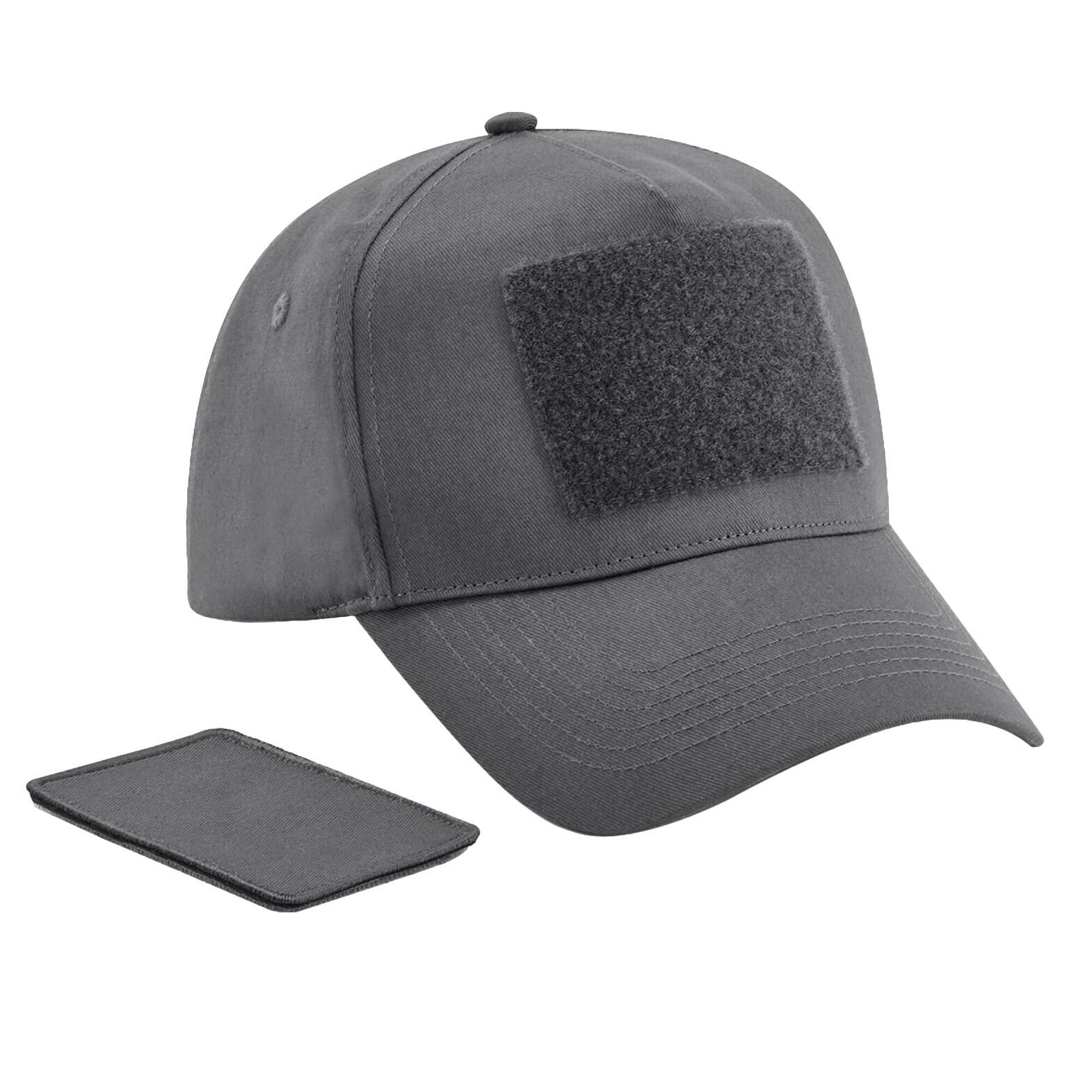 Beechfield Unisex volwassen verwijderbare baseballpet met patch One Size grijs
