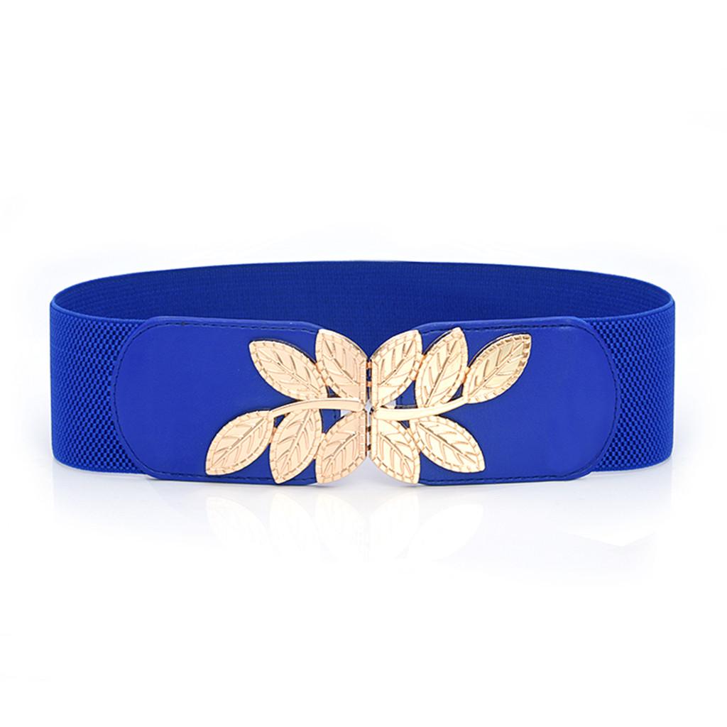 Long nose Damesmode wilde brede tailleband elastische stretch jurk taille riem gesp band 68x6cm blauw