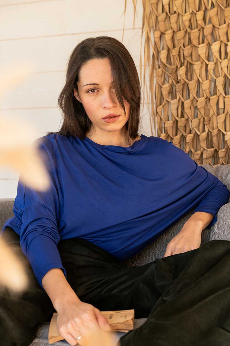 Widda Damen vegan Longsleeve Slabby Kobaltblau