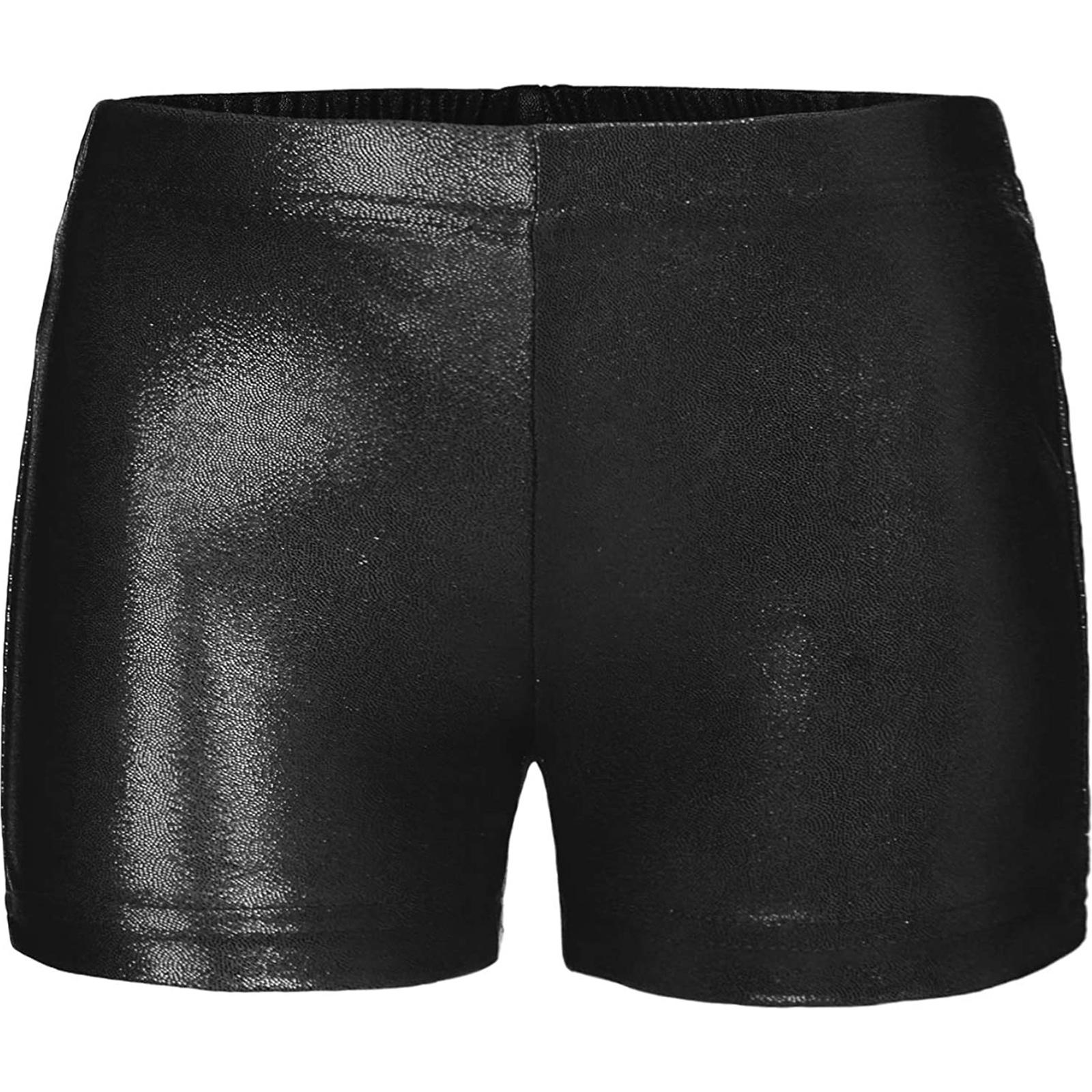Fldy Meisjes kinderen metallic dansshorts gymnastiek atletische boxershorts voor yoga sport fietsen hardlopen 3-4 Years