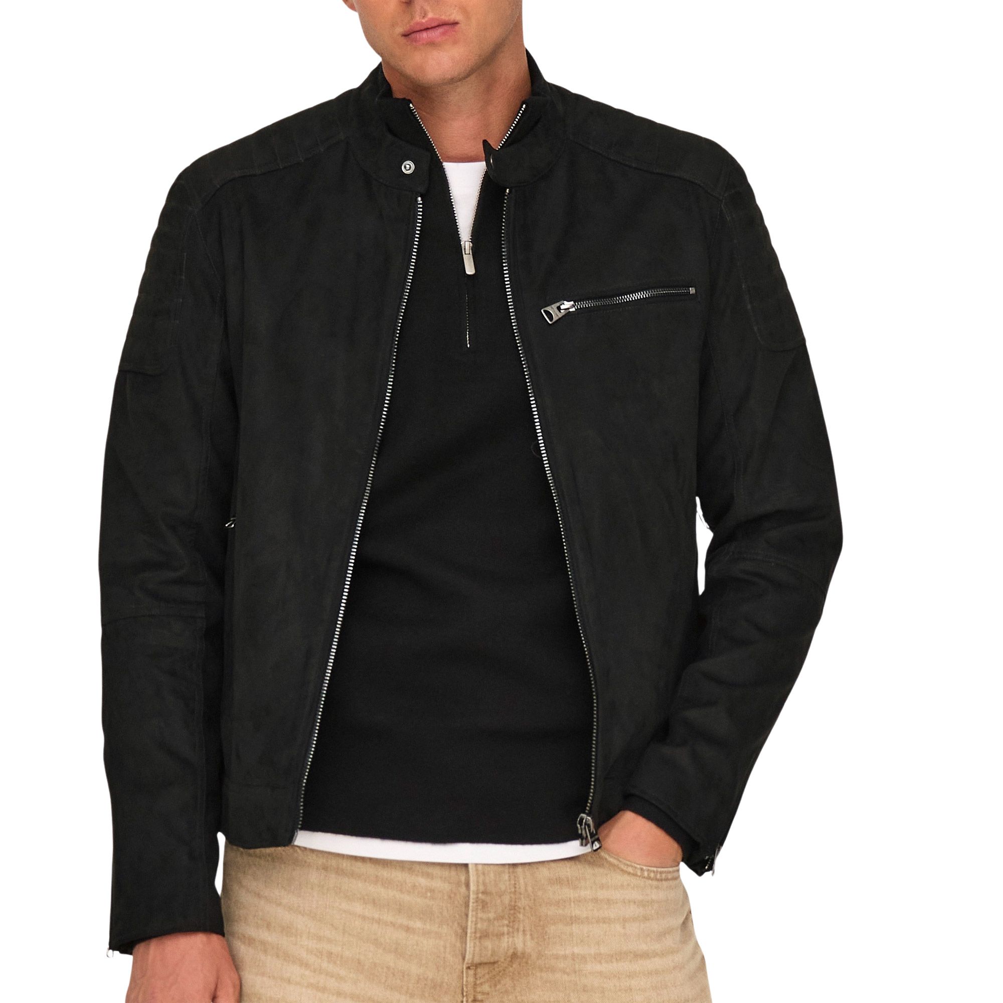 ONLY & SONS Imitatieleren jack ONSGUS FAUX SUEDE RACER JACKET OTW NOOS