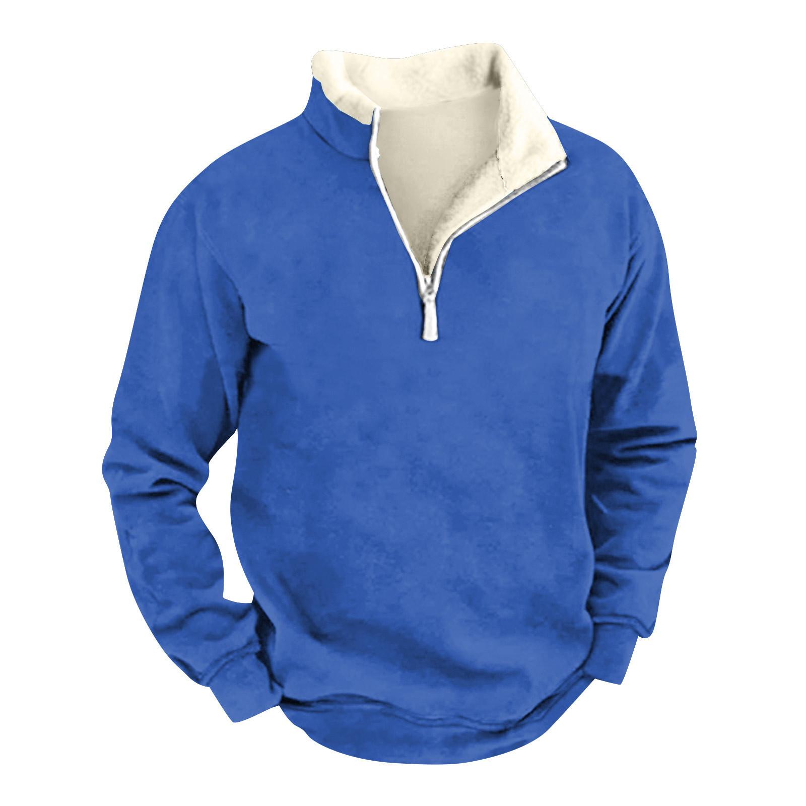 Long nose Heren T-shirt Shirt Lange Mouw Feest Kerstmis Fleece Kraag V-hals Top XXXXL blauw