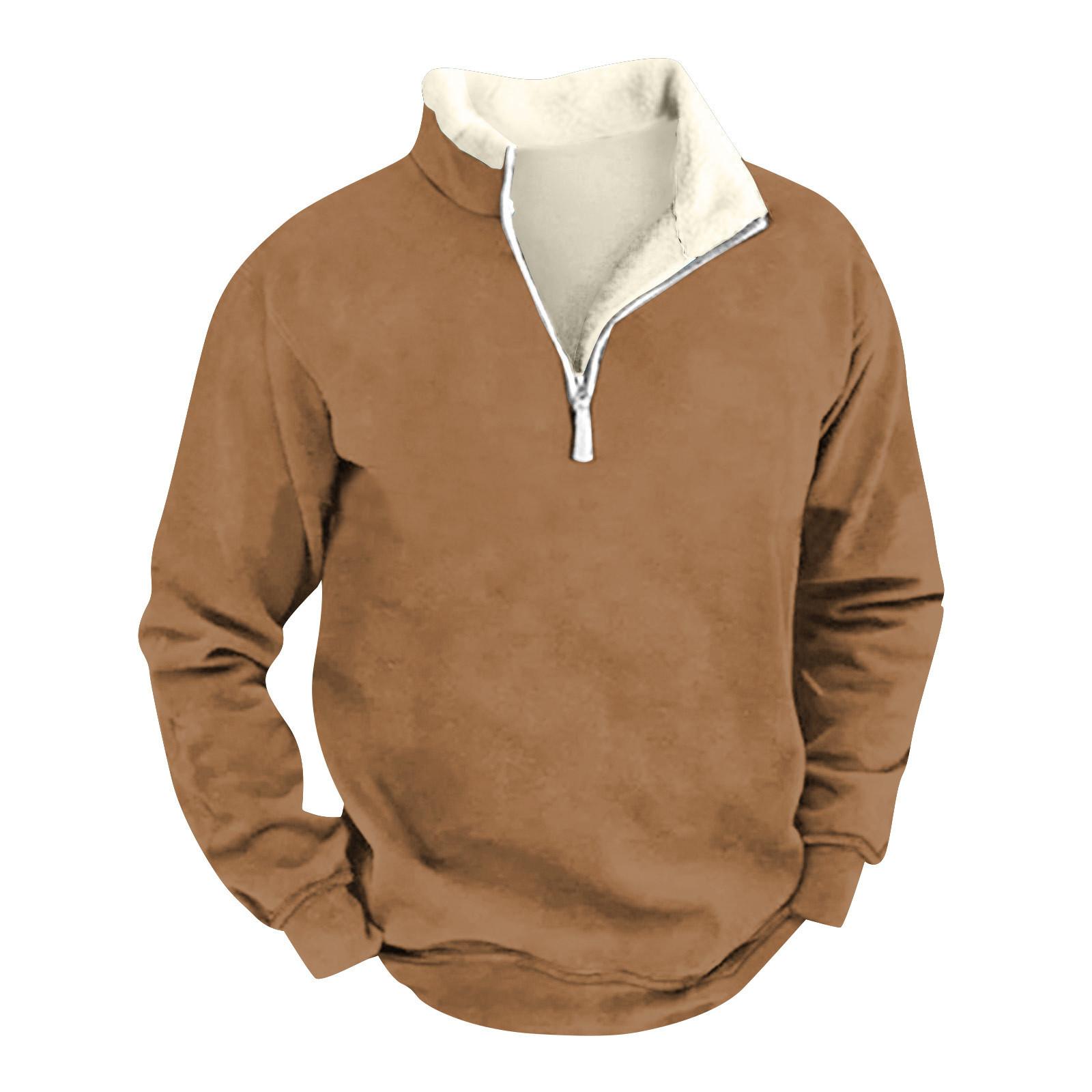 Long nose Heren T-shirt Shirt Lange Mouw Feest Kerstmis Fleece Kraag V-hals Top XXXXXL kameel