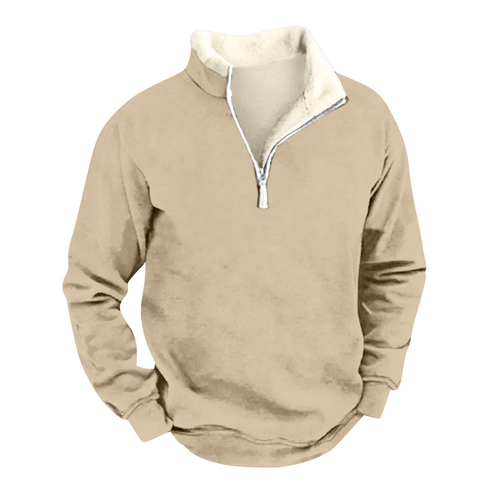 Long nose Heren T-shirt Shirt Lange Mouw Feest Kerstmis Fleece Kraag V-hals Top XXXXL kaki