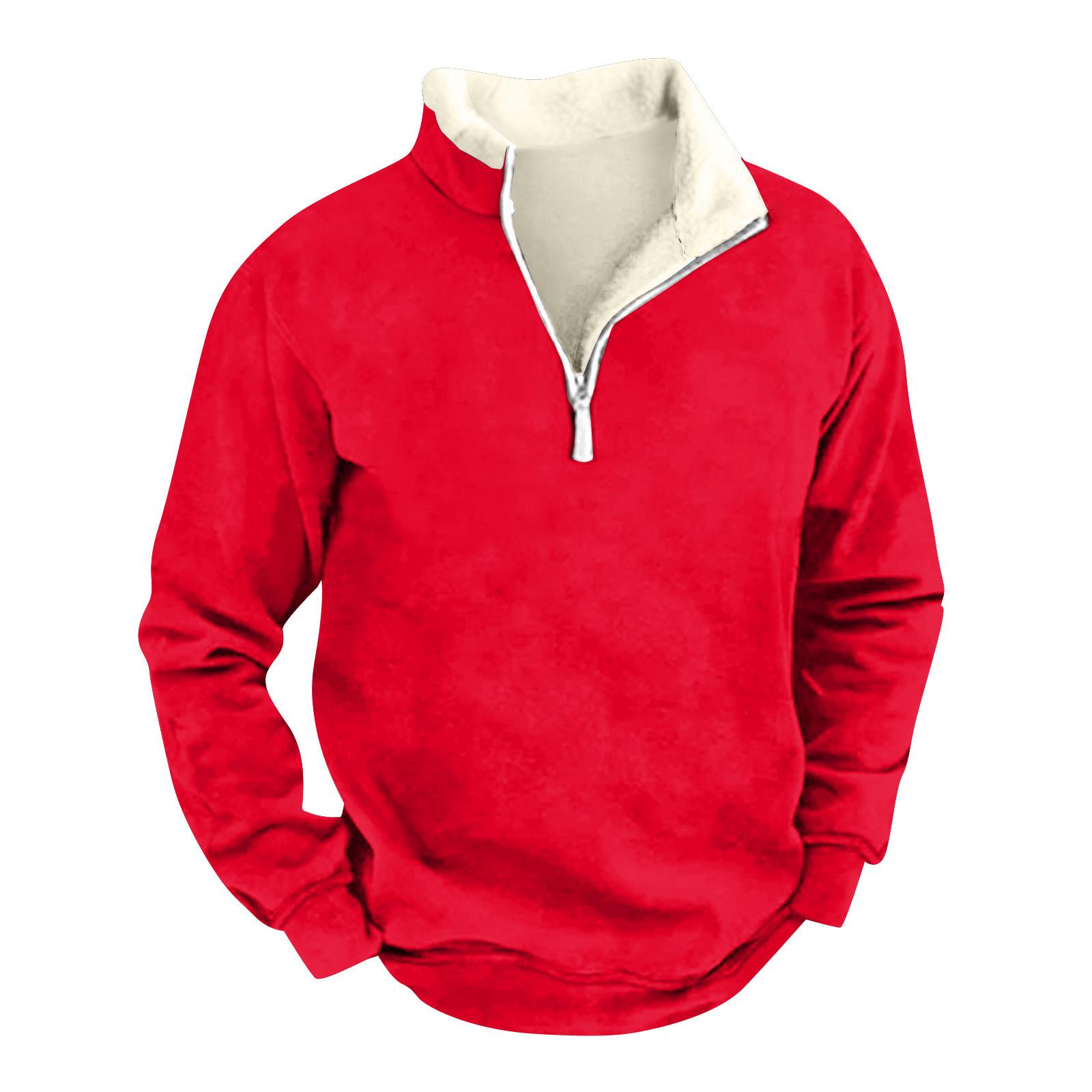 Long nose Heren T-shirt Shirt Lange Mouw Feest Kerstmis Fleece Kraag V-hals Top XXXXL rood